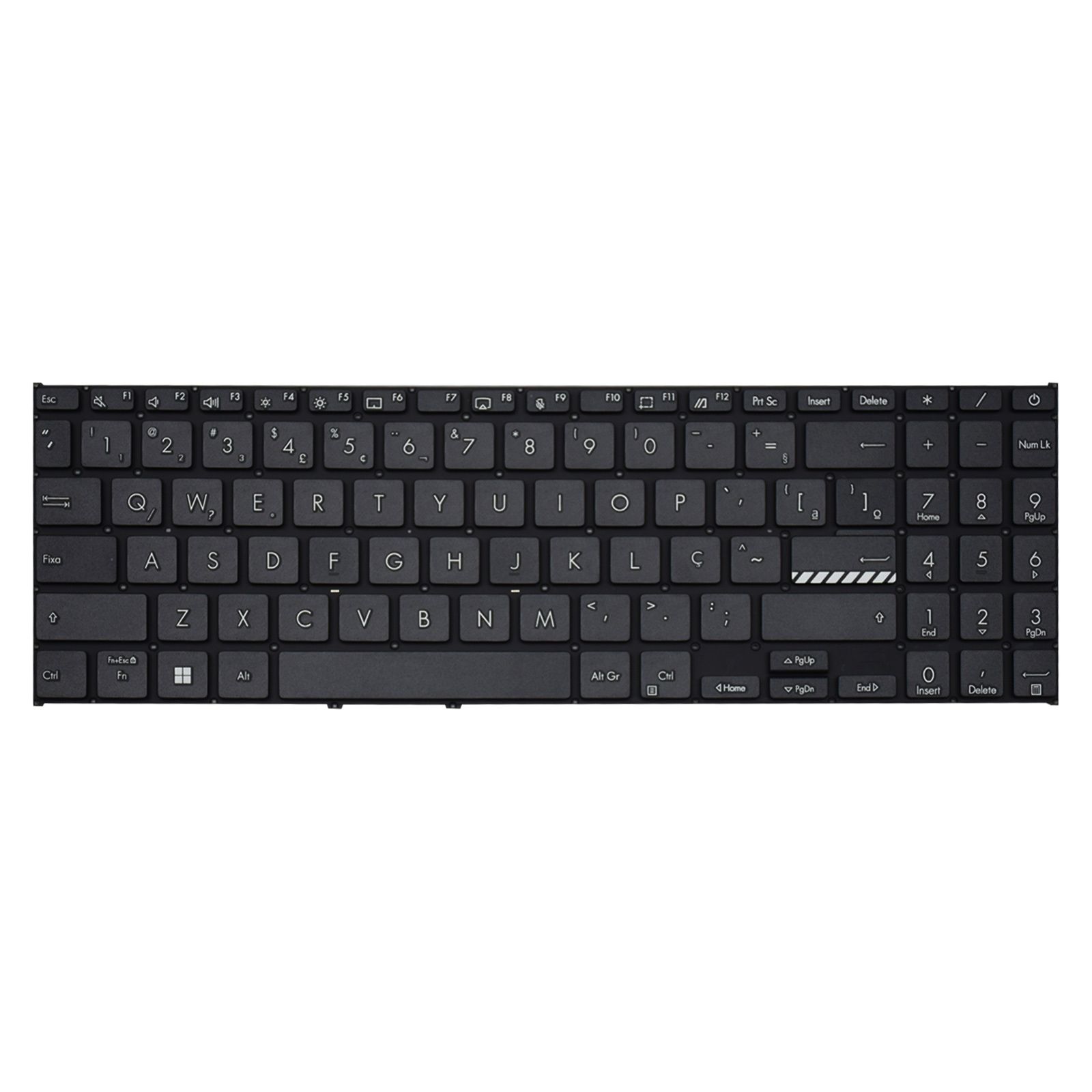 Teclado para Notebook Asus VivoBook E1504FA, ABNT2 Cinza, possui teclas confortáveis e 12 meses de garantia.