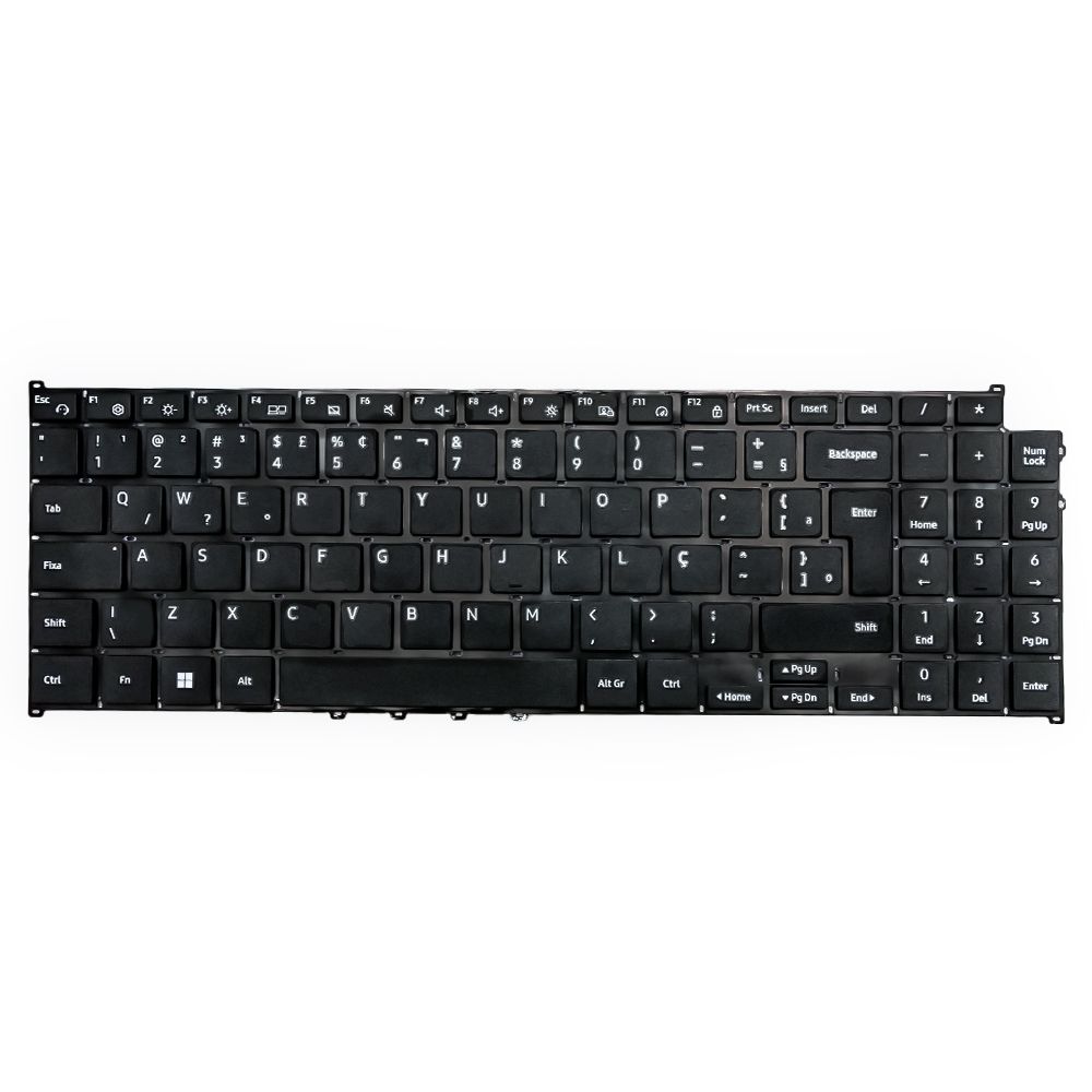 Teclado para Notebook Samsung Galaxy Book2 NP550XED-KF6BR, ABNT2 Preto, possui teclas confortáveis e 12 meses de garantia.