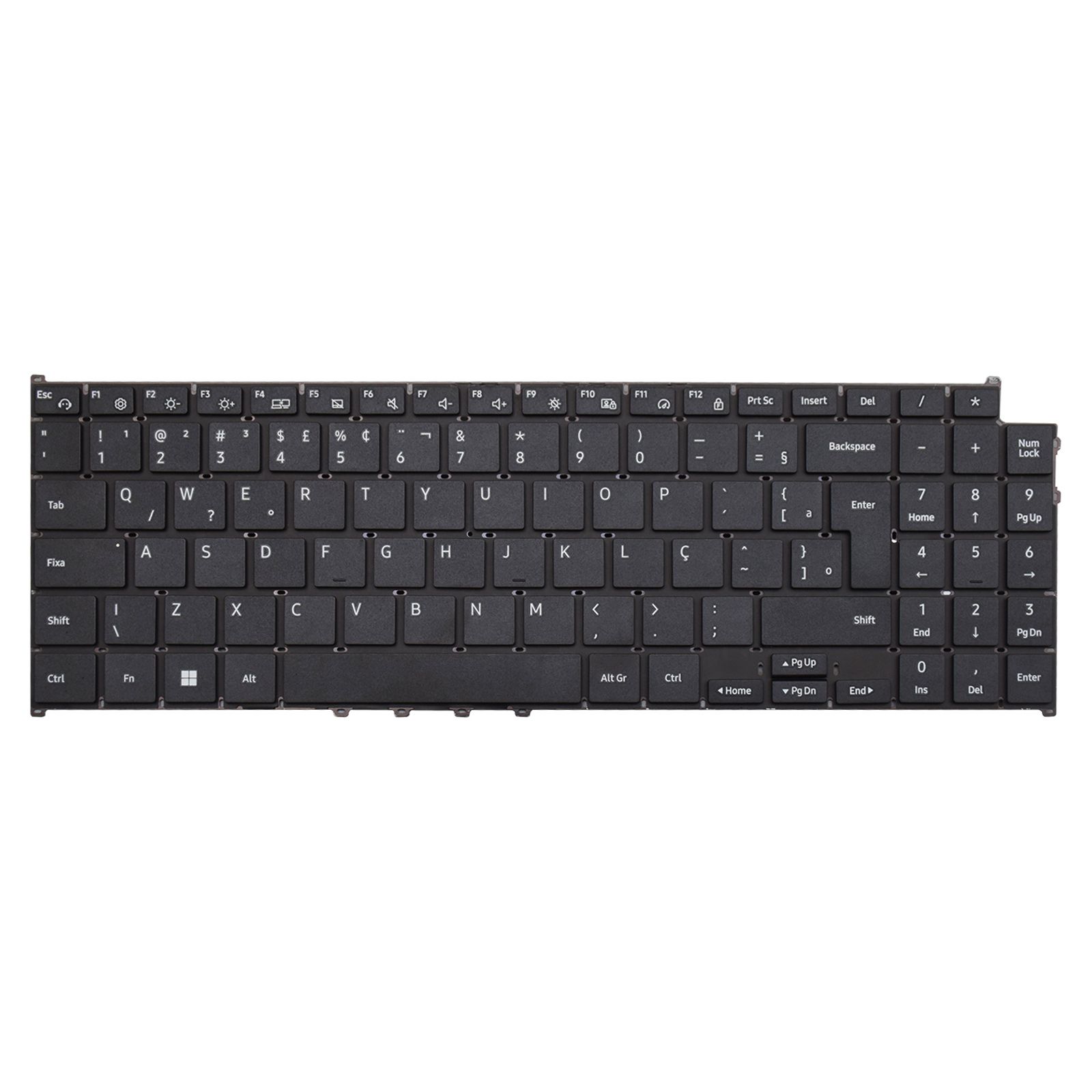 Teclado para Notebook Samsung Galaxy Book 2 com padrão ABNT2 Preto possui teclas confortáveis com Ç e 12 meses de garantia