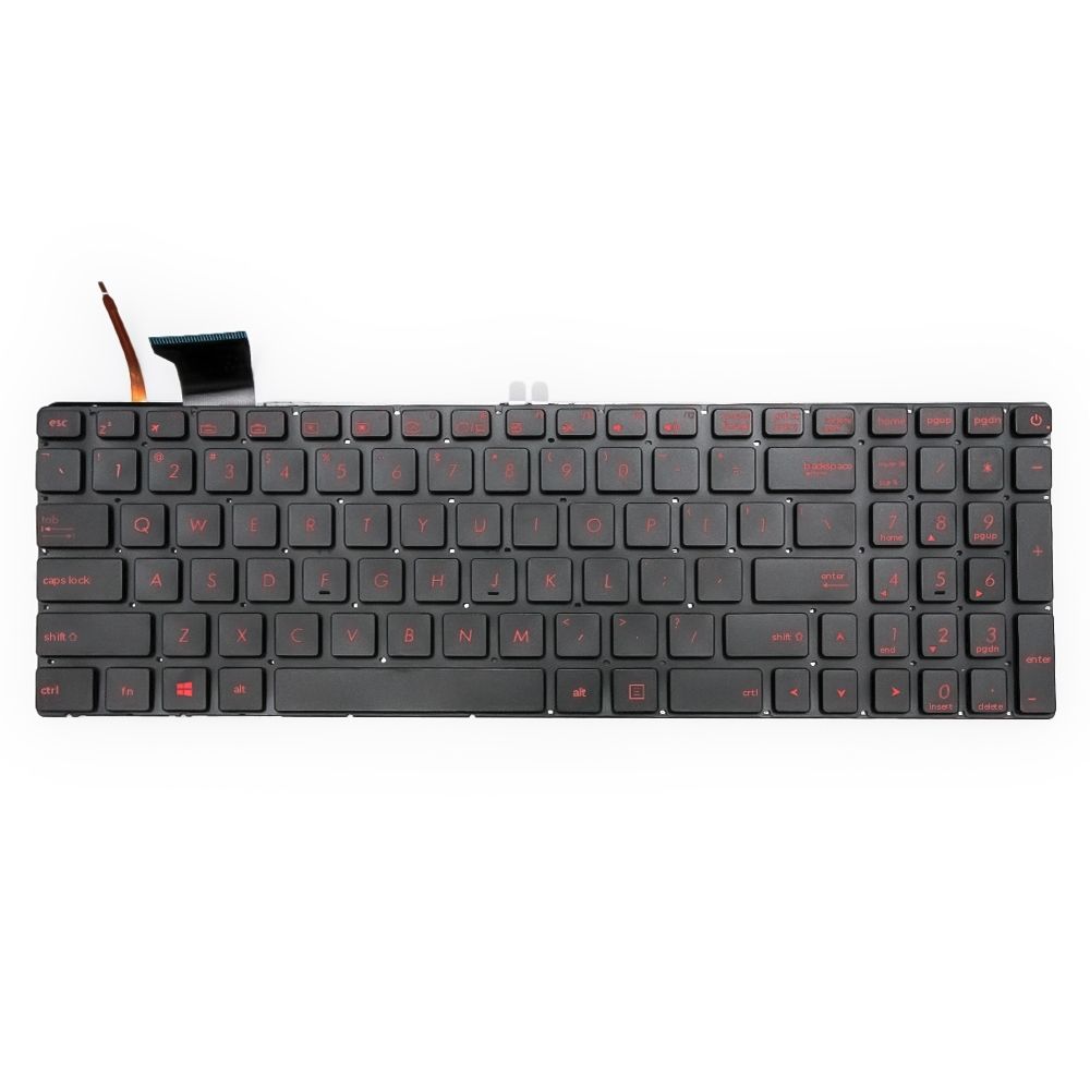 Teclado para Notebook Asus Rog GL552V, Inglês Internacional - US Preto, possui teclas confortáveis e 12 meses de garantia.