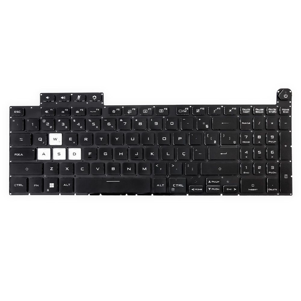 Teclado para Notebook Asus Tuf F15 FX507, ABNT2 Preto, possui teclas confortáveis e 12 meses de garantia.