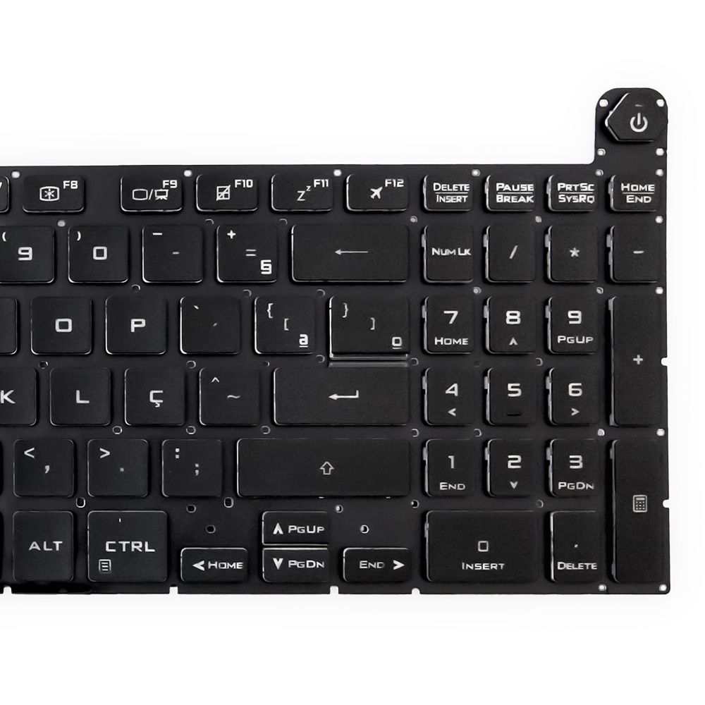 Teclado para Notebook Asus FX507ZC4, ABNT2 Preto, possui teclas confortáveis e 12 meses de garantia.