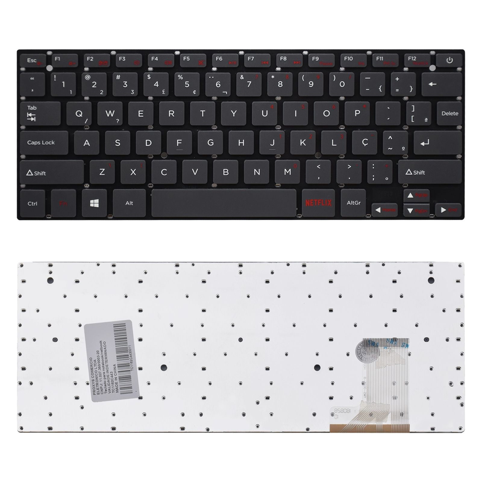 Teclado para Notebook Positivo Motion Gray Q232A, ABNT2 Preto, possui teclas confortáveis e 12 meses de garantia.