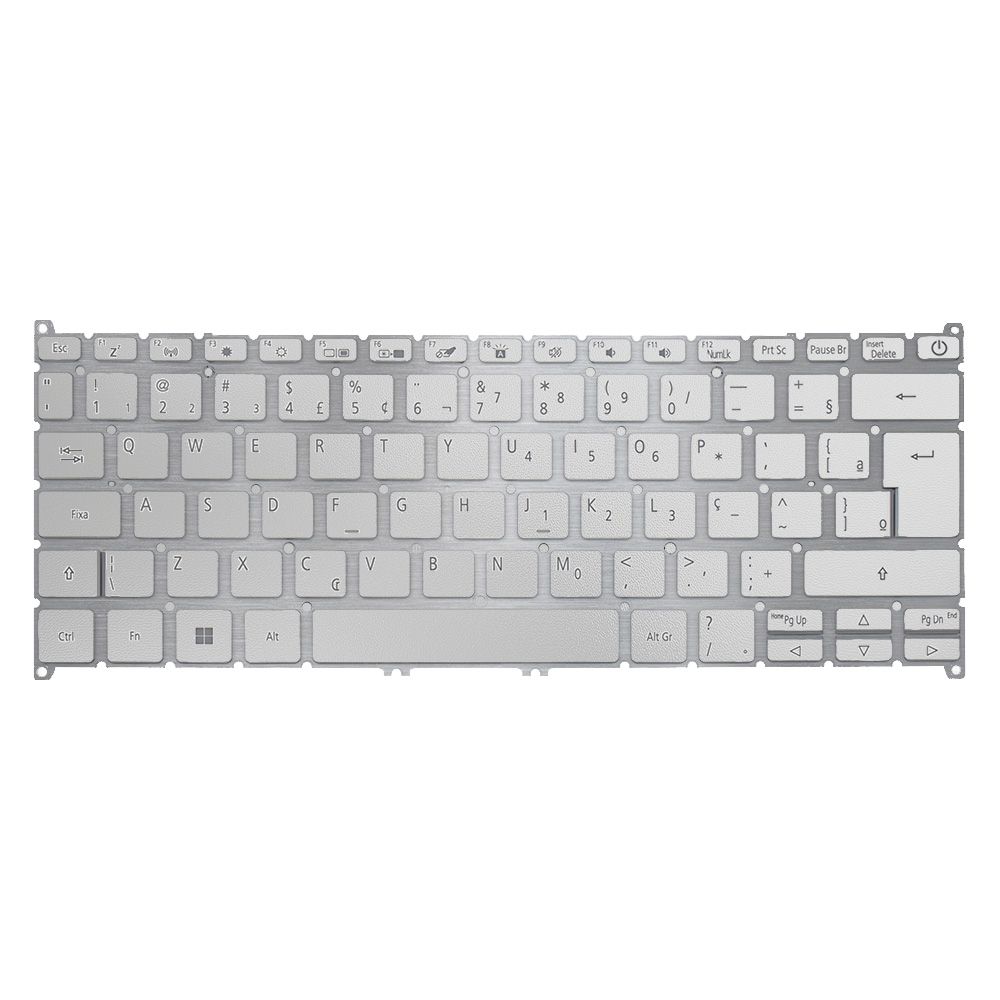 Teclado para Notebook Acer Swift SF114-32-P7BG, ABNT2 Prata, possui teclas confortáveis e 12 meses de garantia.