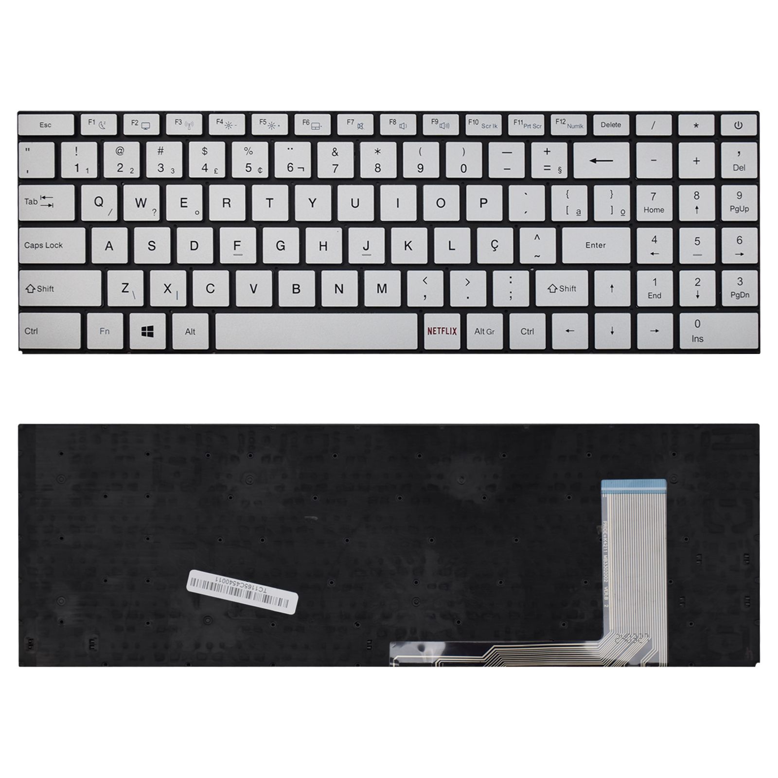 Teclado para Notebook Multilaser Ultra UB220, ABNT2 Prata, possui teclas confortáveis e 12 meses de garantia.