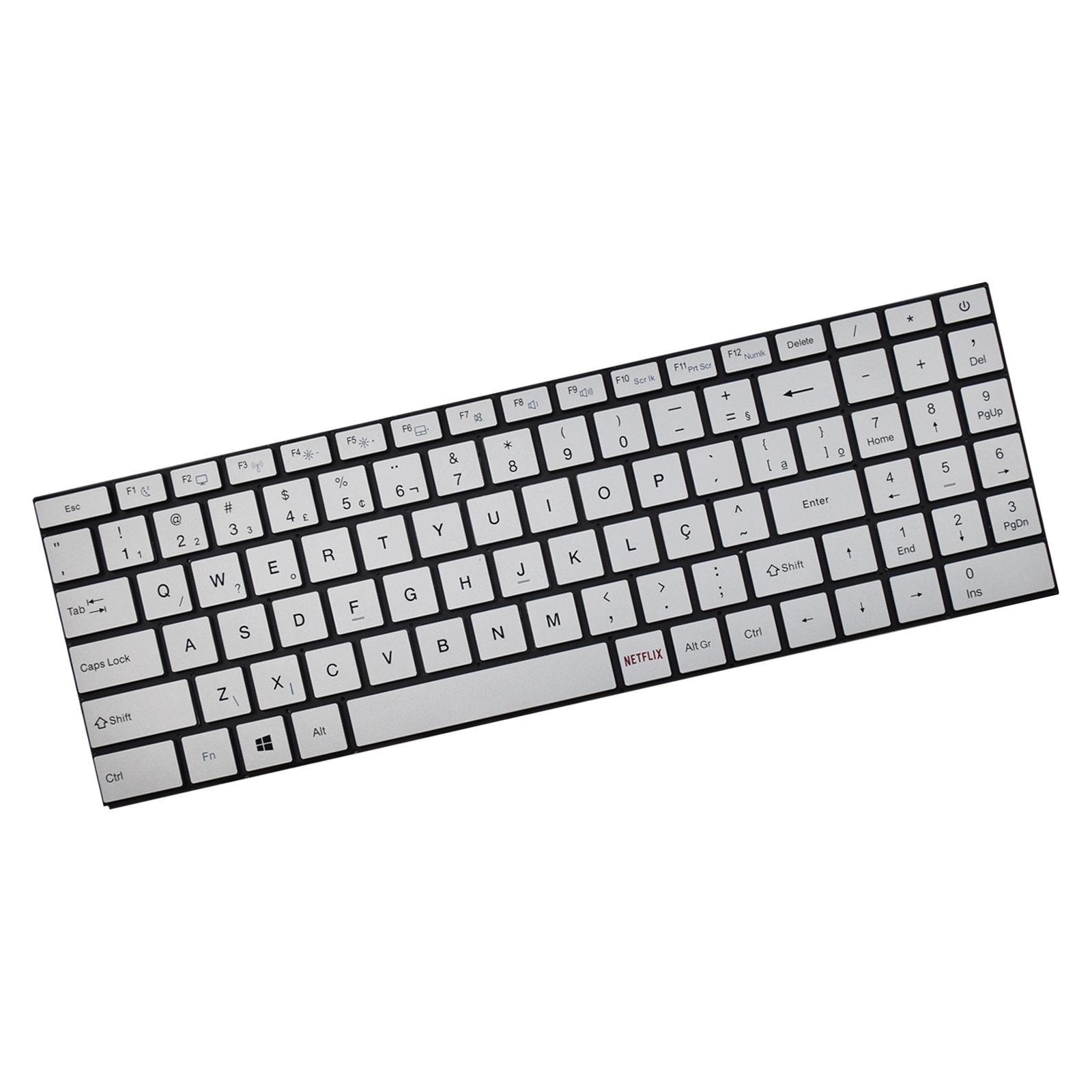 Teclado para Notebook compatível com Part Number K4211 MB3302002, ABNT2 Prata, possui teclas confortáveis e 12 meses de garantia.