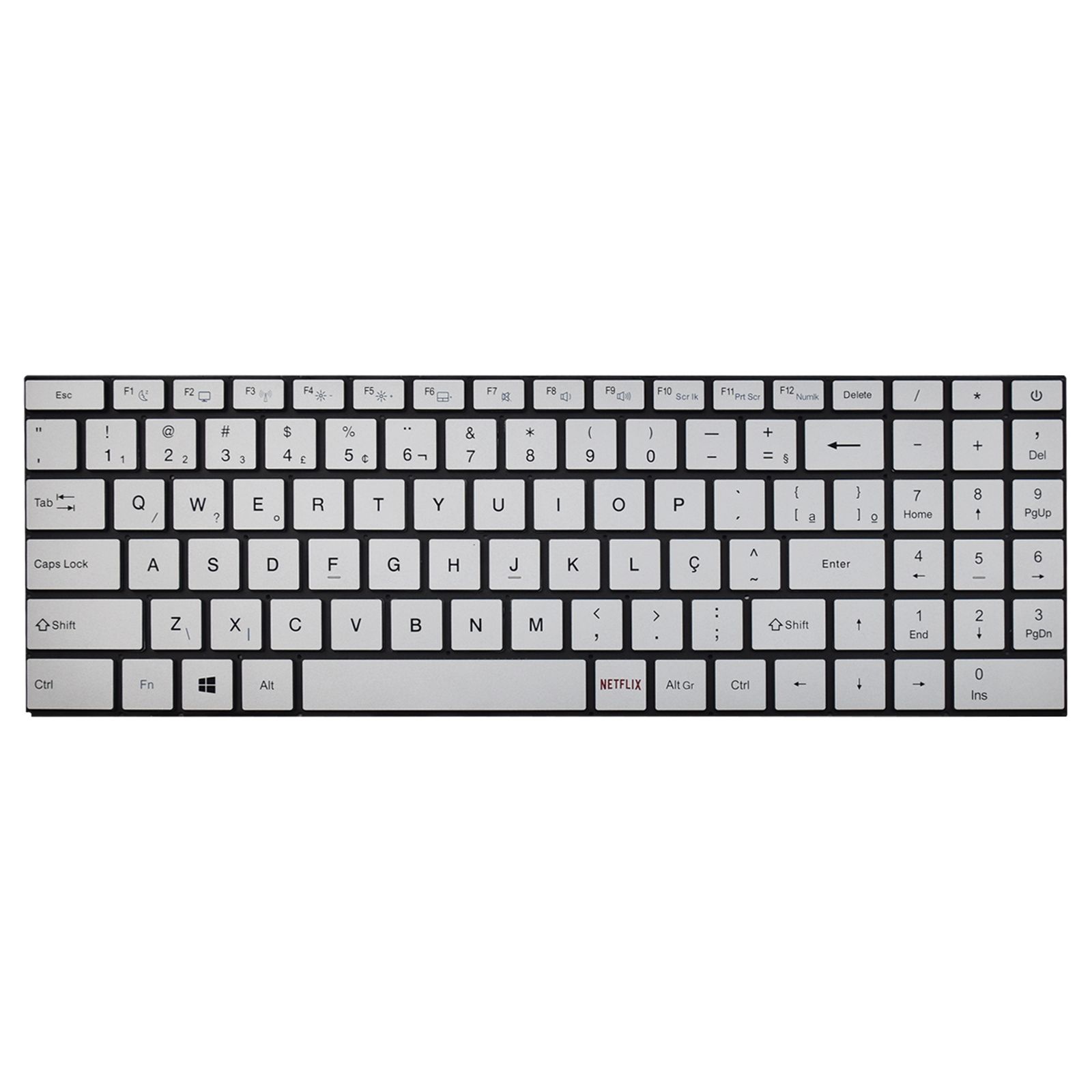 Teclado para Notebook Multilaser Ultra UB220, ABNT2 Prata, possui teclas confortáveis e 12 meses de garantia.