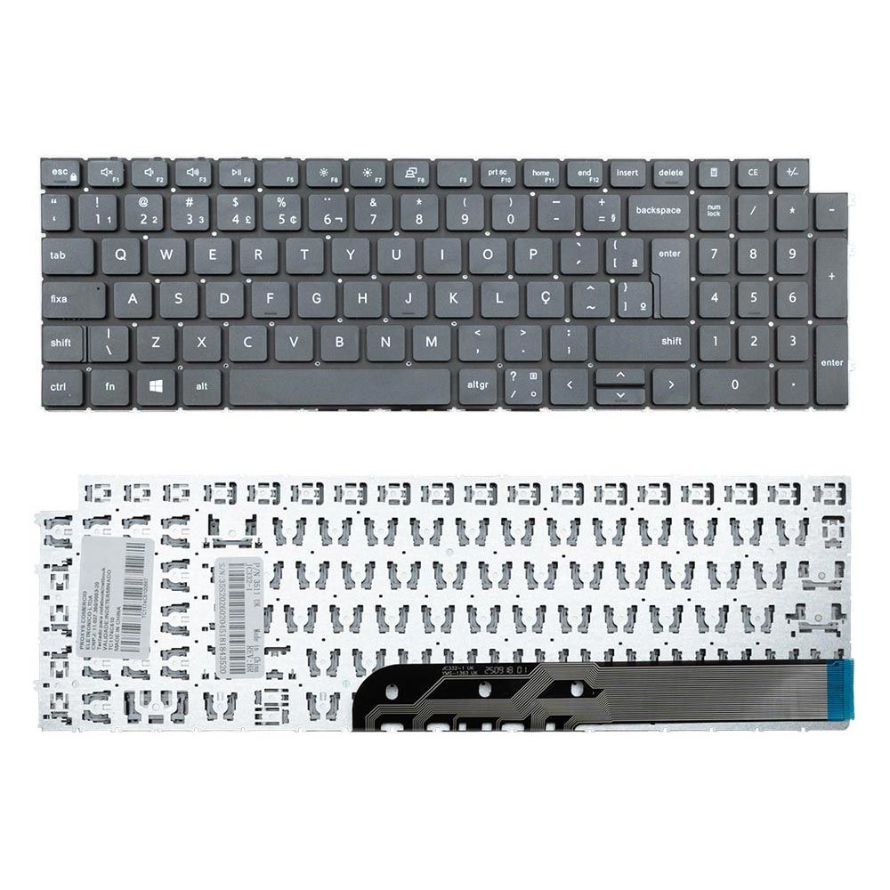Teclado para Notebook Dell Inspiron 3520 Sem Moldura ABNT2 Preto