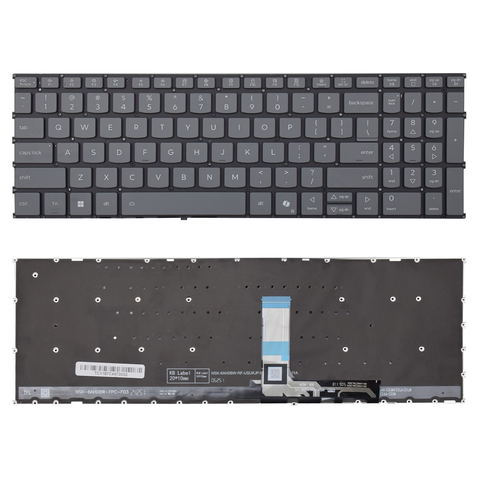 Teclado para Notebook Lenovo Ideapad Slim 3 15IRU10 ABNT2 Cinza possui teclas confortáveis e 12 meses de garantia
