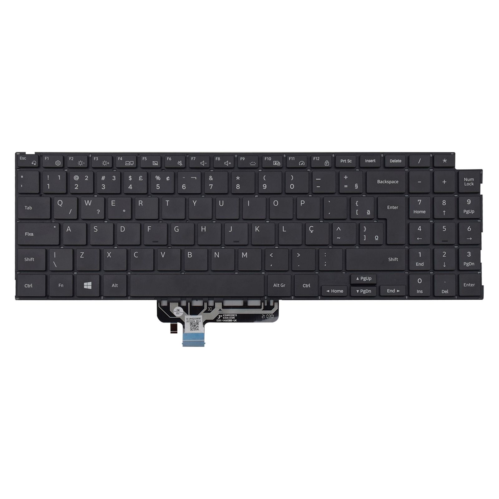 Teclado para Notebook Samsung Galaxy Book com padrão ABNT2 Preto possui teclas confortáveis com Ç e 12 meses de garantia