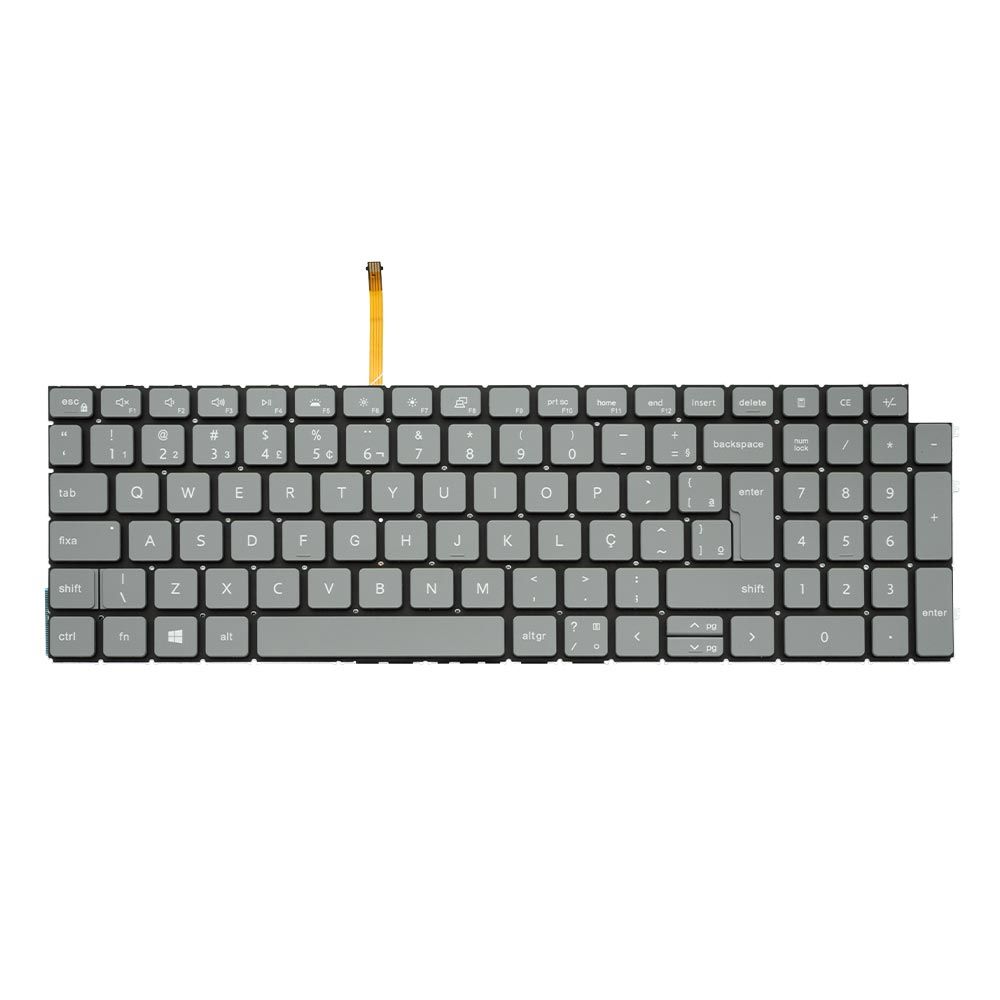 Teclado para Notebook Dell Inspiron com padrão ABNT2 Cinza Claro possui teclas confortáveis com Ç e 12 meses de garantia