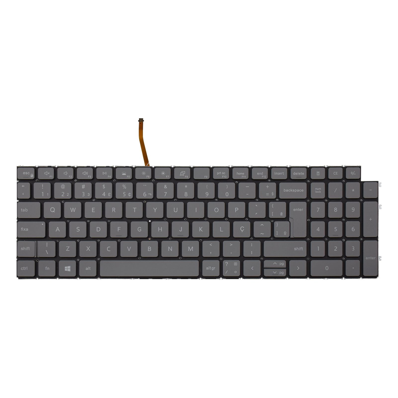 Teclado para Notebook Dell Inspiron com padrão ABNT2 Cinza Escuro possui teclas confortáveis com Ç e 12 meses de garantia