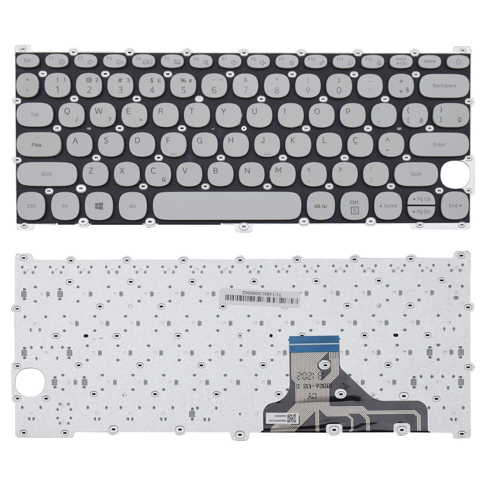 Teclado para Notebook Samsung com padrão ABNT2 Cinza possui teclas confortáveis com Ç e 12 meses de garantia
