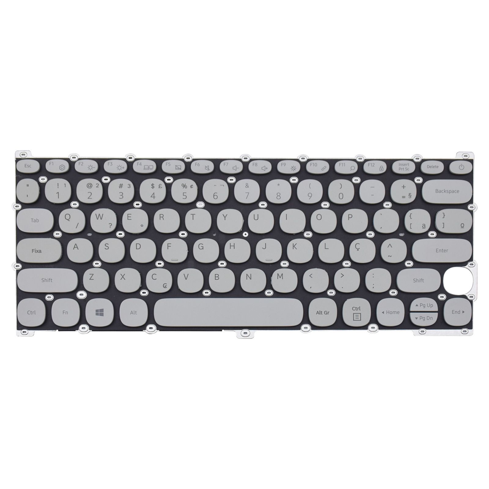Teclado para Notebook Samsung com padrão ABNT2 Cinza possui teclas confortáveis com Ç e 12 meses de garantia