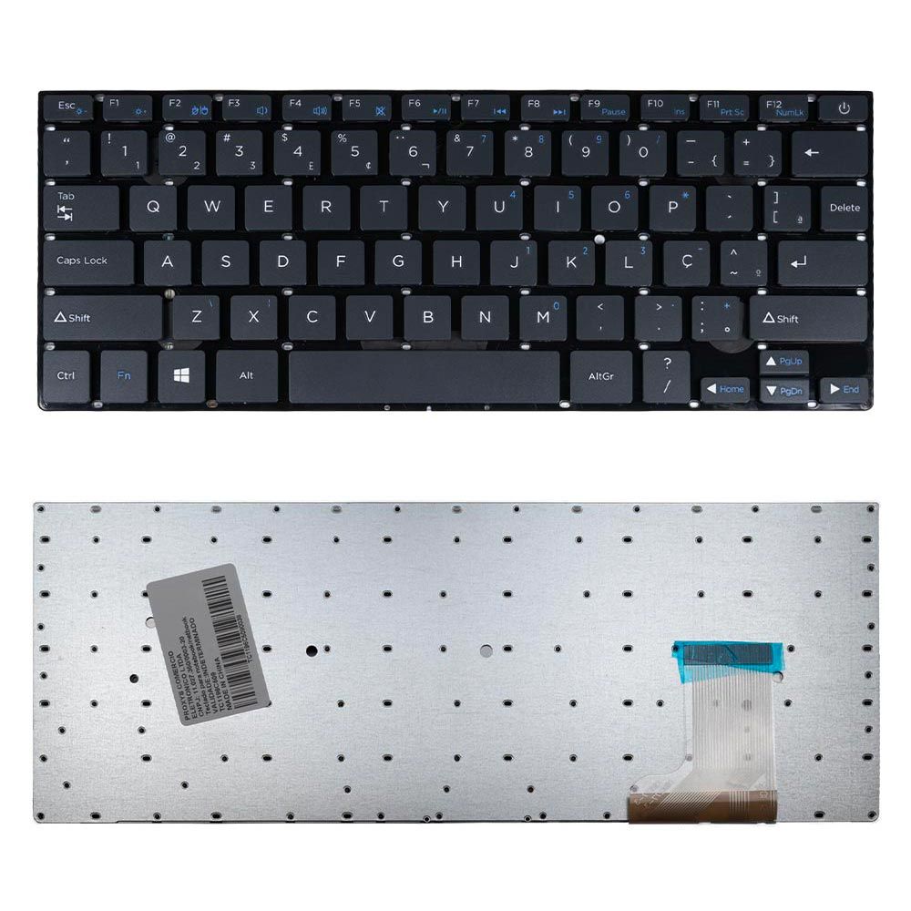 Teclado para Notebook Positivo Motion Gray com padrão ABNT2 Preto possui teclas confortáveis com Ç e 12 meses de garantia