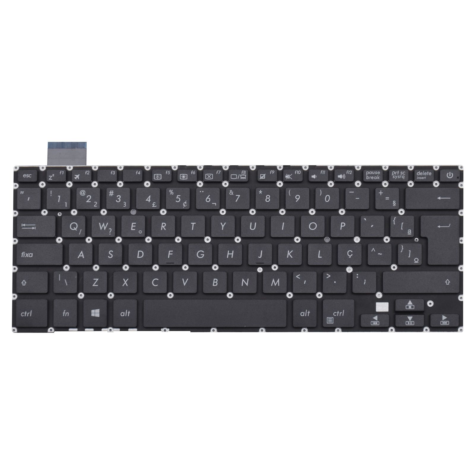 Teclado para Notebook Asus com padrão ABNT2 Preto possui teclas confortáveis com Ç e 12 meses de garantia