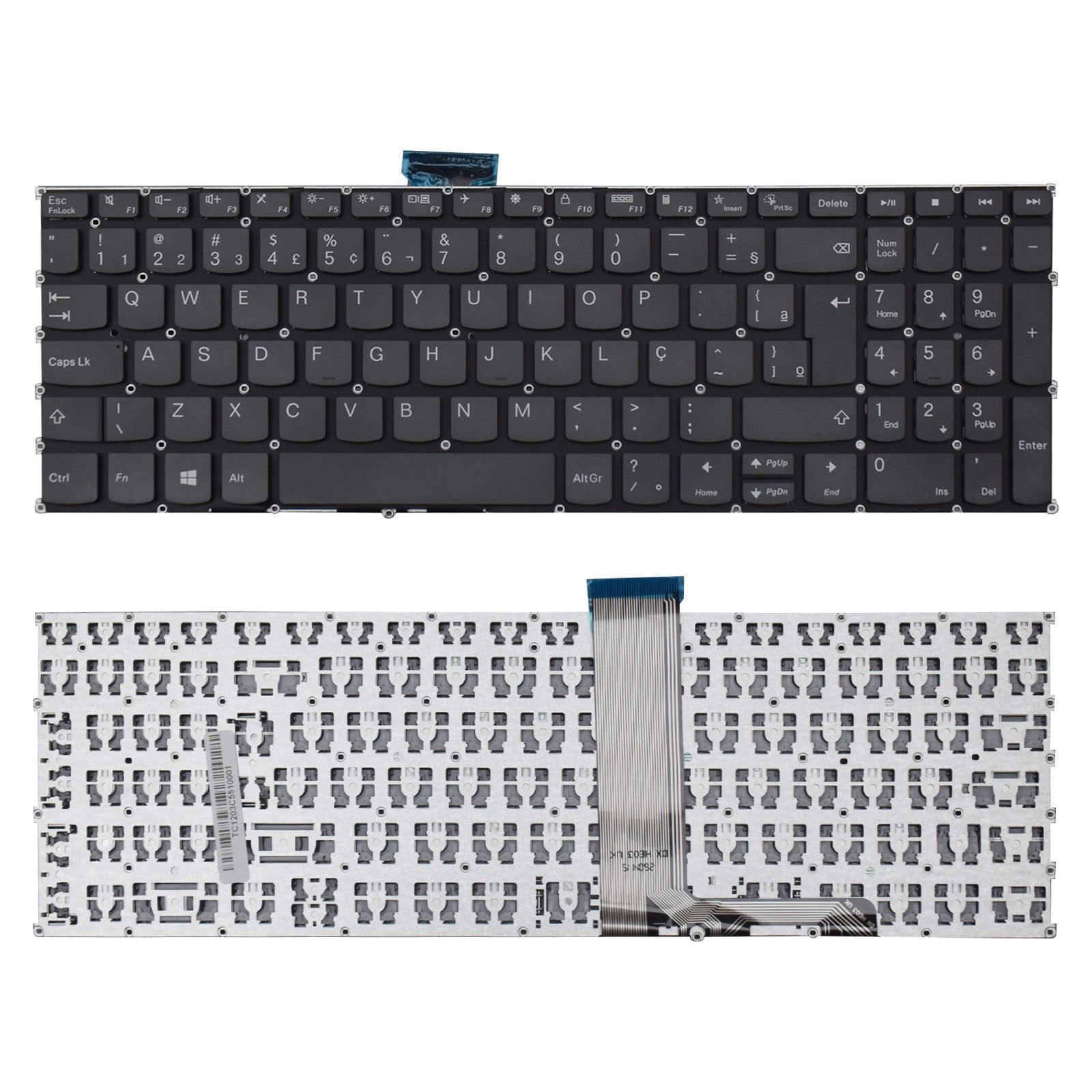 Teclado para Notebook Lenovo Ideapad 3-17IAU7 Sem Iluminação ABNT2 Grafite