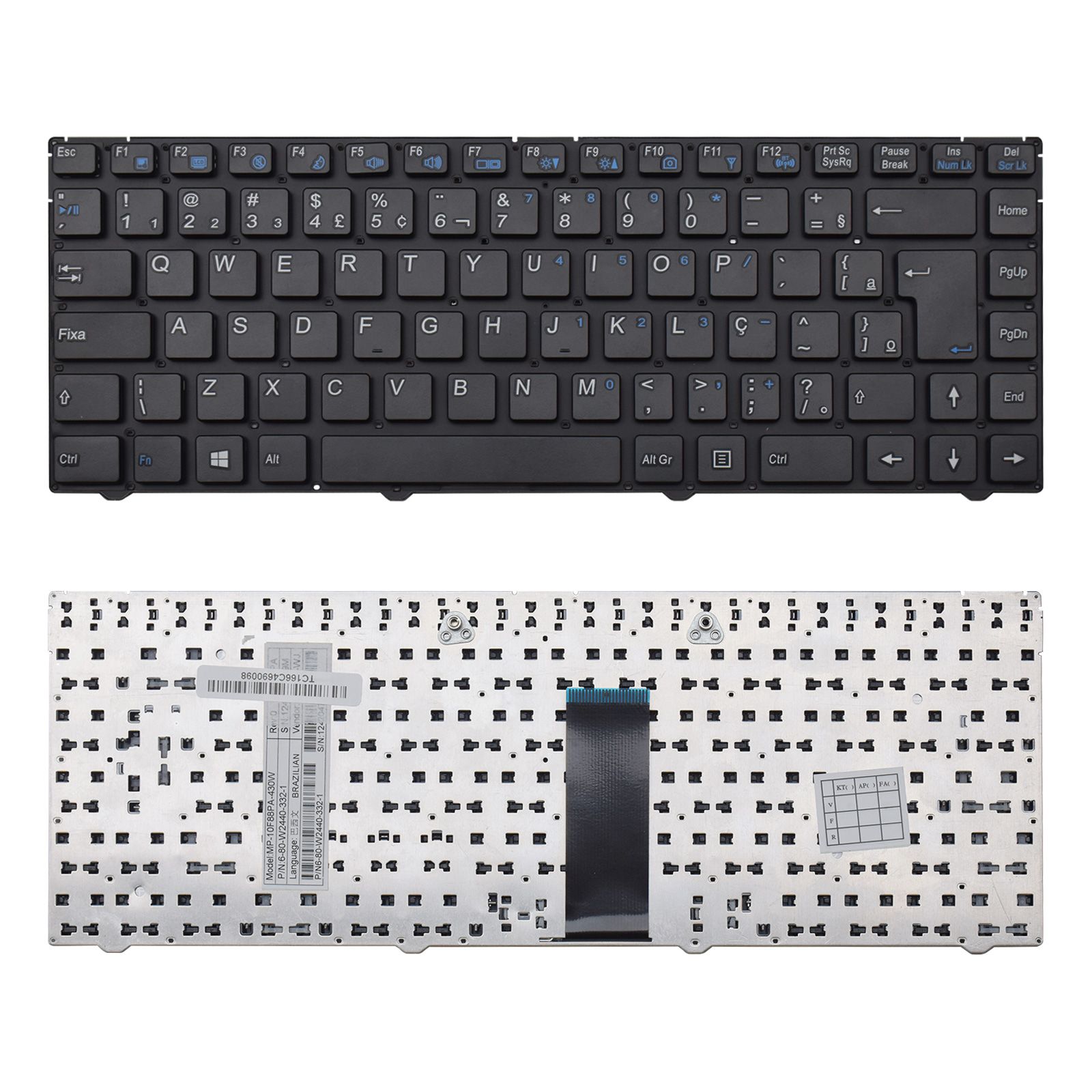 Teclado para Notebook Itautec Infoway W7730, ABNT2 - F12 WI-FI Preto, possui teclas confortáveis e 12 meses de garantia.