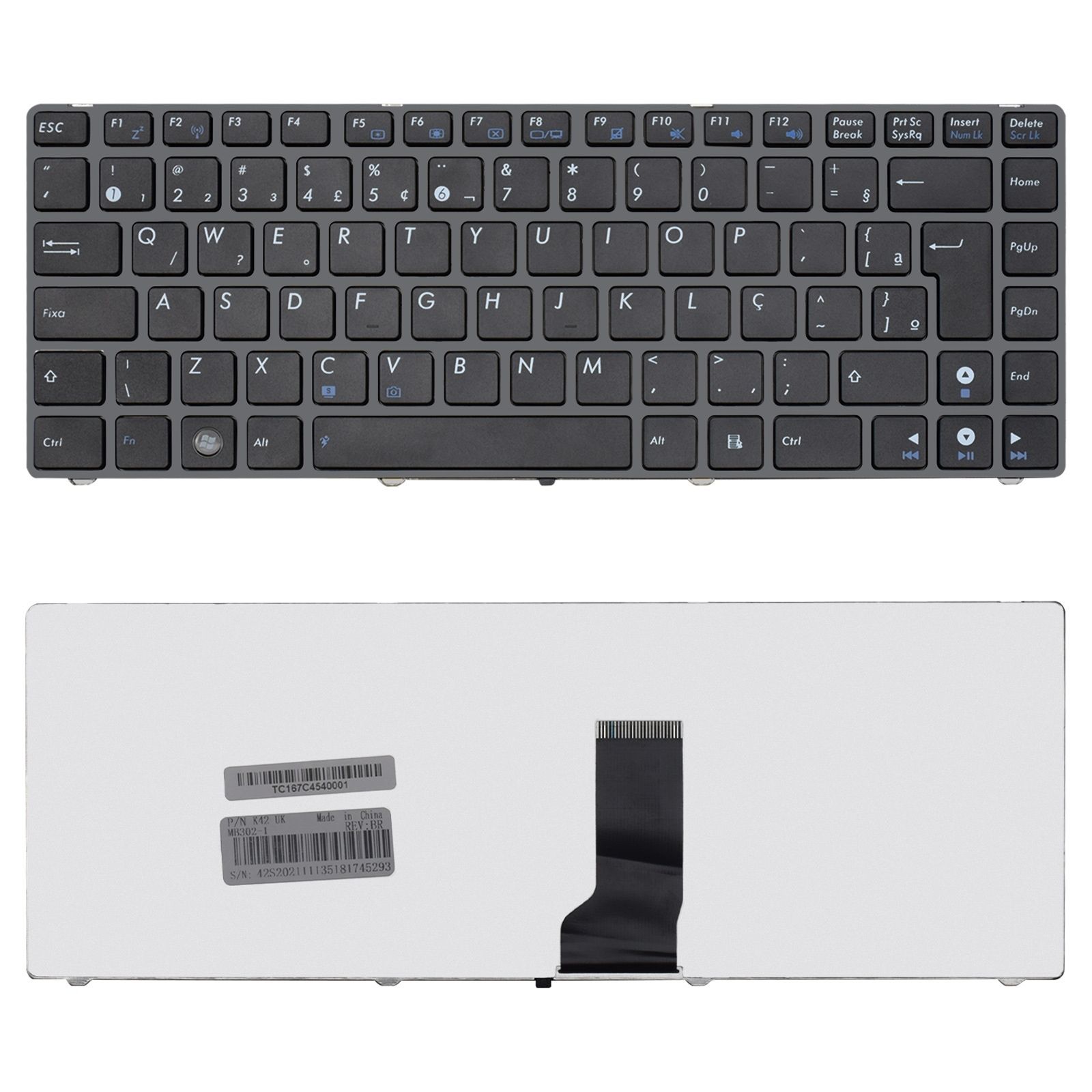 Teclado para Notebook Asus A Series A42 K42 B43 K43 N43 UL30, ABNT2 Preto, possui teclas confortáveis e 12 meses de garantia.