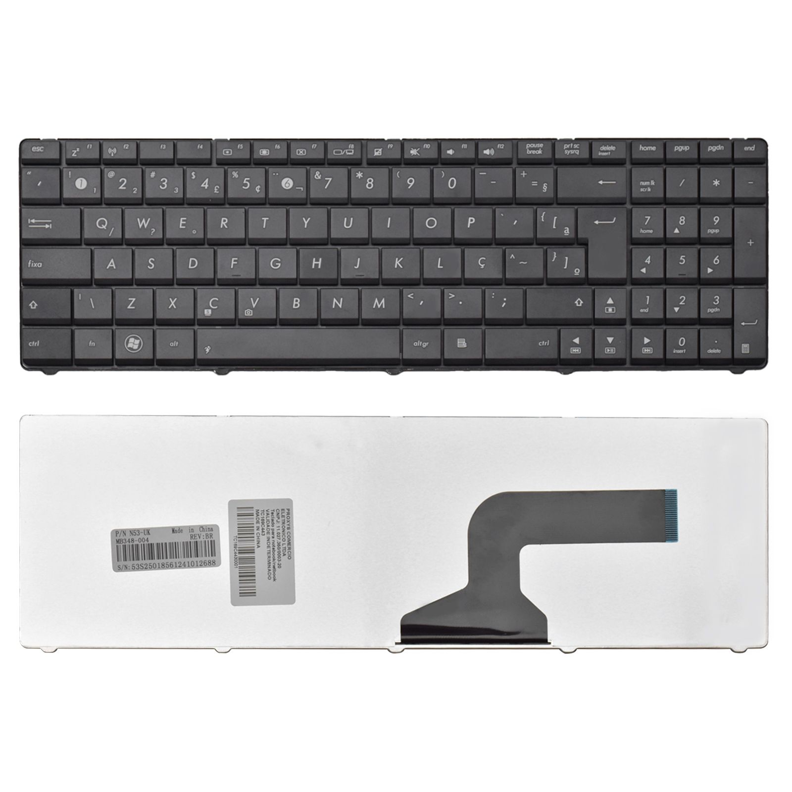 Teclado para Notebook Asus U Series UL50 UX50 A52 W90 X55 MP-10A76PA-9201W, ABNT2 Preto, possui teclas confortáveis e 12 meses de garantia.