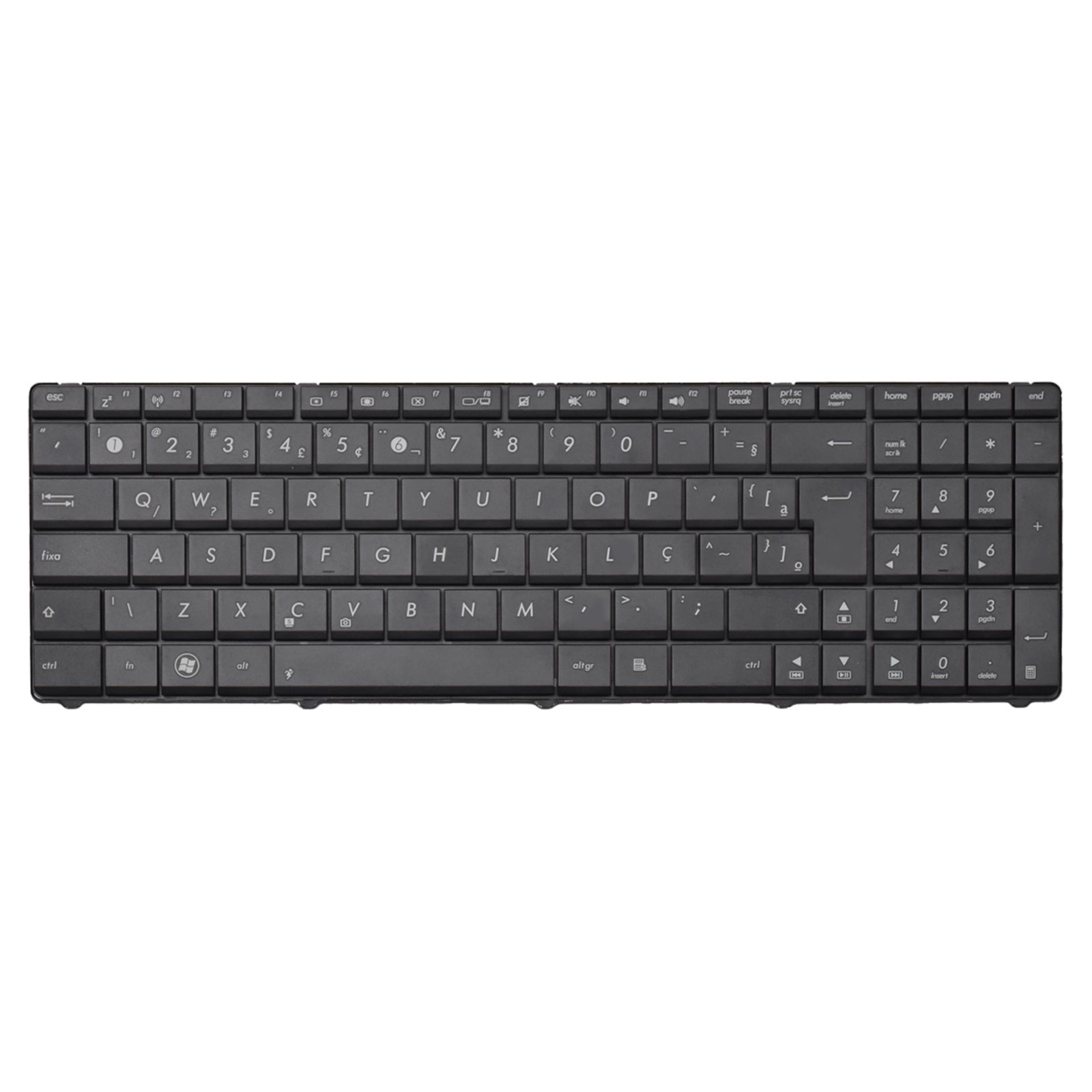 Teclado para Notebook Asus N Series N53J, ABNT2 Preto, possui teclas confortáveis e 12 meses de garantia.