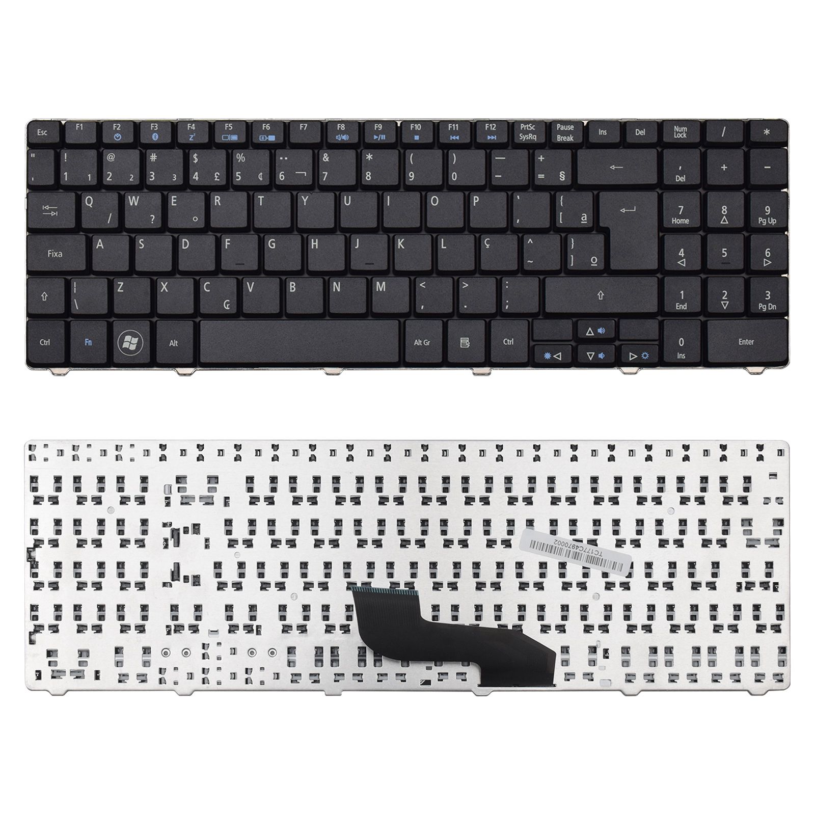Teclado para Notebook Acer Aspire 5517 ABNT2 - Enter Grande Preto possui teclas confortáveis e 12 meses de garantia