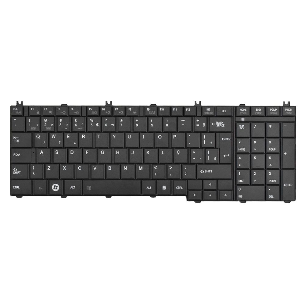 Teclado para Notebook Toshiba Satellite C655-S5053, ABNT2 Preto, possui teclas confortáveis e 12 meses de garantia.