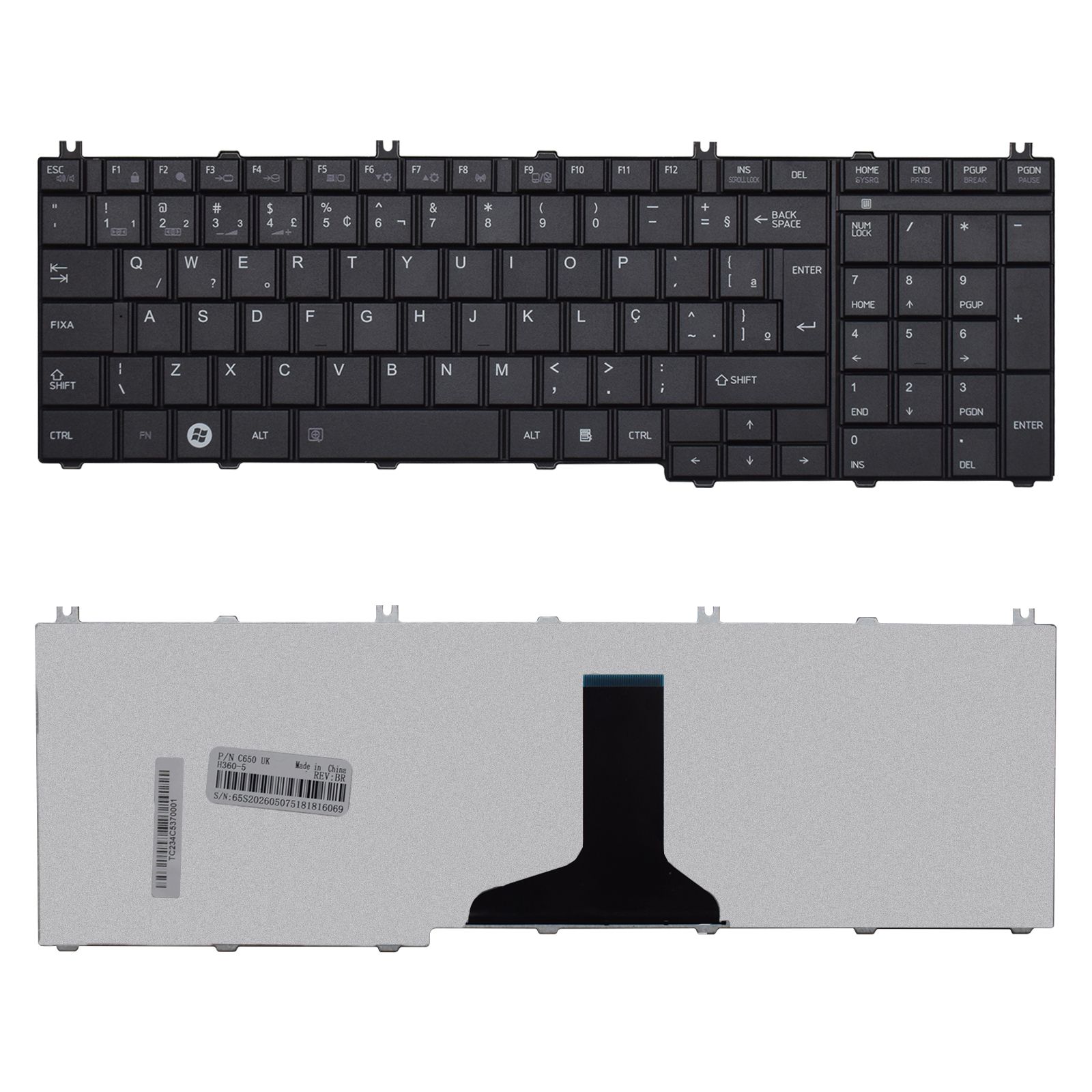 Teclado para Notebook Toshiba Satellite L655-S5191 ABNT2 Preto