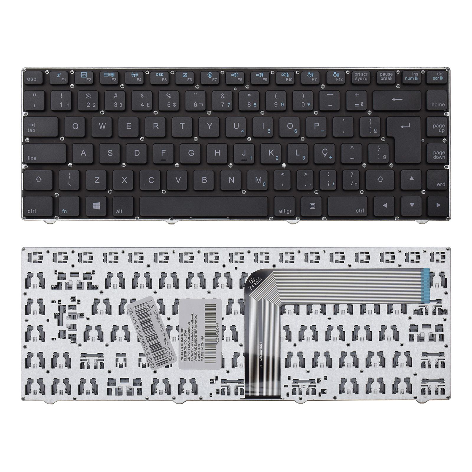 Teclado para Notebook Positivo SIM+ 2040M, ABNT2 Preto, possui teclas confortáveis e 12 meses de garantia.