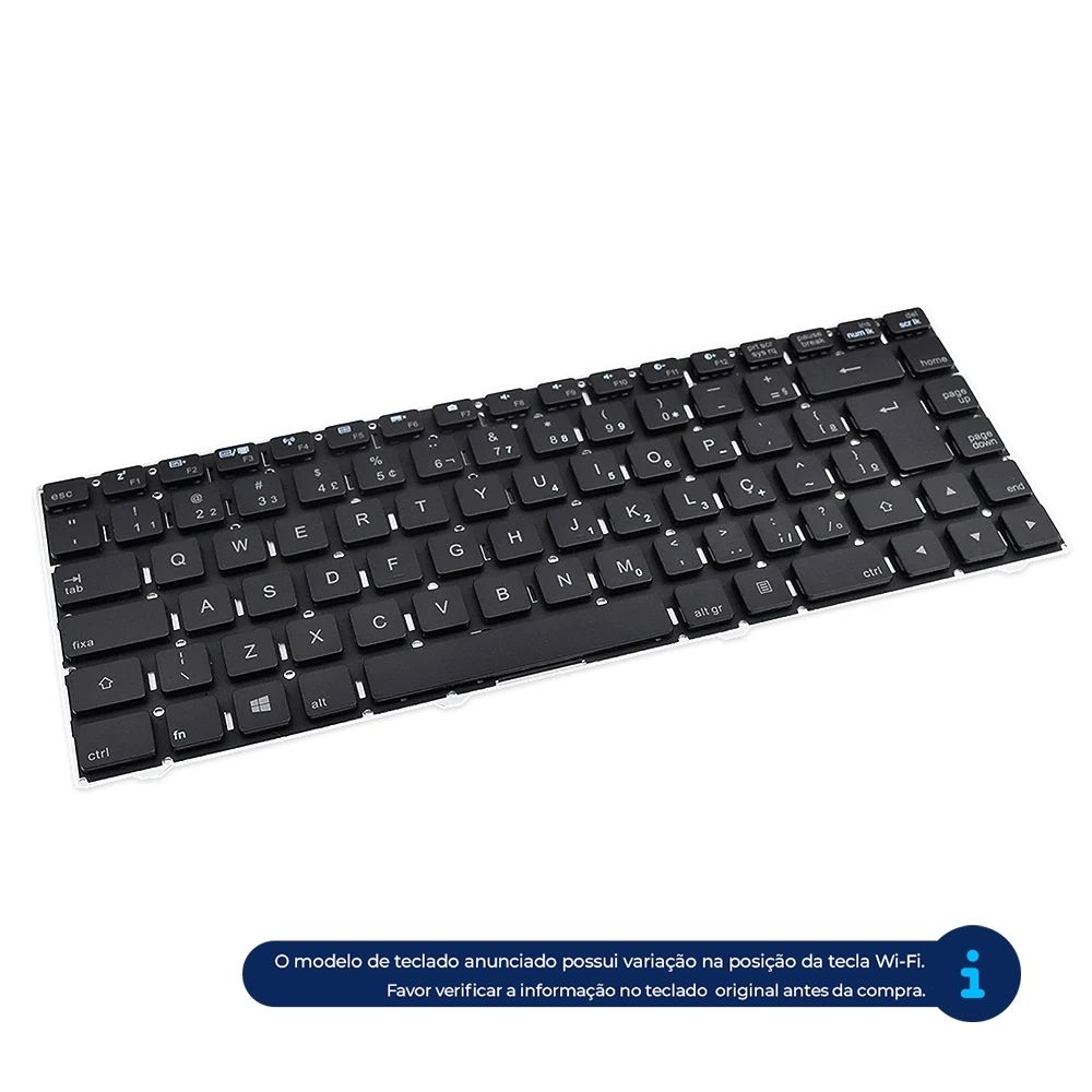 Teclado para Notebook Cce Ultra Thin U25L+, ABNT2 Preto, possui teclas confortáveis e 12 meses de garantia.