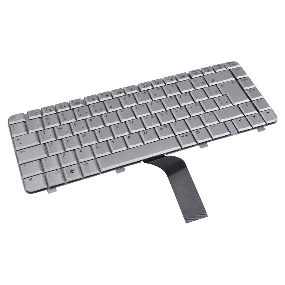 Teclado para Notebook Hp Pavilion DV4-1114NR, ABNT2 - UK Style Prata, possui teclas confortáveis e 12 meses de garantia.