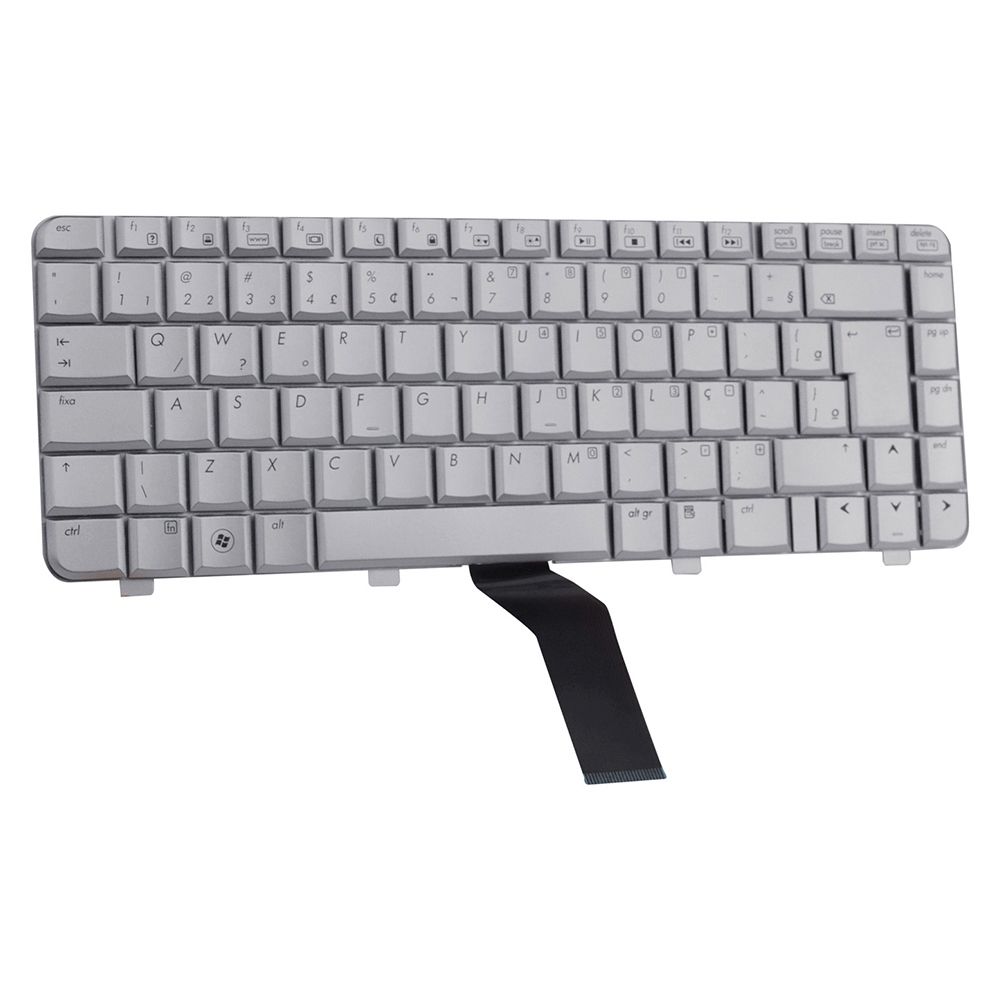 Teclado para Notebook HP Pavilion DV4-2055BR, ABNT2 - UK Style Prata, possui teclas confortáveis e 12 meses de garantia.