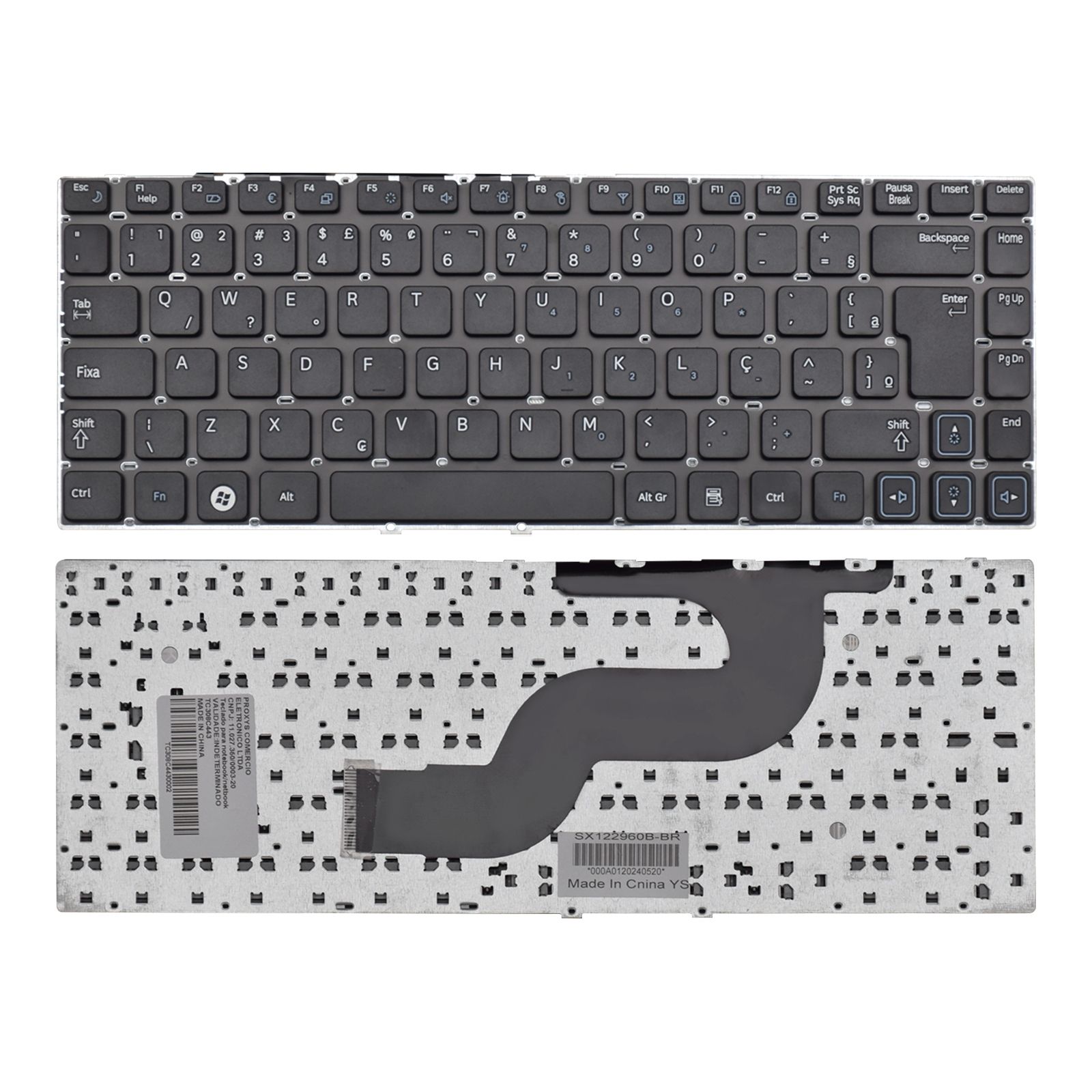 Teclado para Notebook Samsung Np Series NP-RV411-AD3BR, ABNT2 Preto, possui teclas confortáveis e 12 meses de garantia.