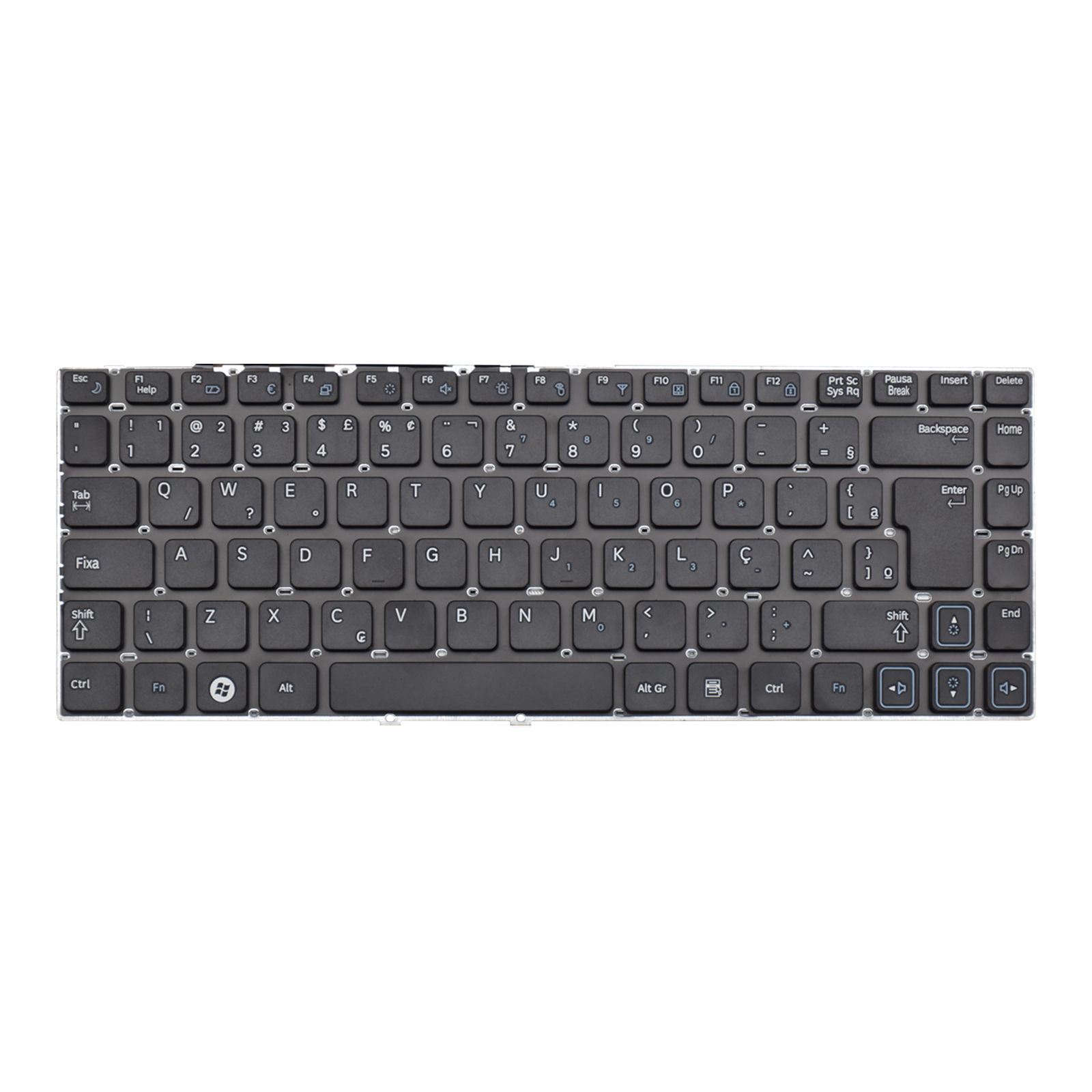 Teclado para Notebook Samsung Np Series com padrão ABNT2 Preto possui teclas confortáveis com Ç e 12 meses de garantia