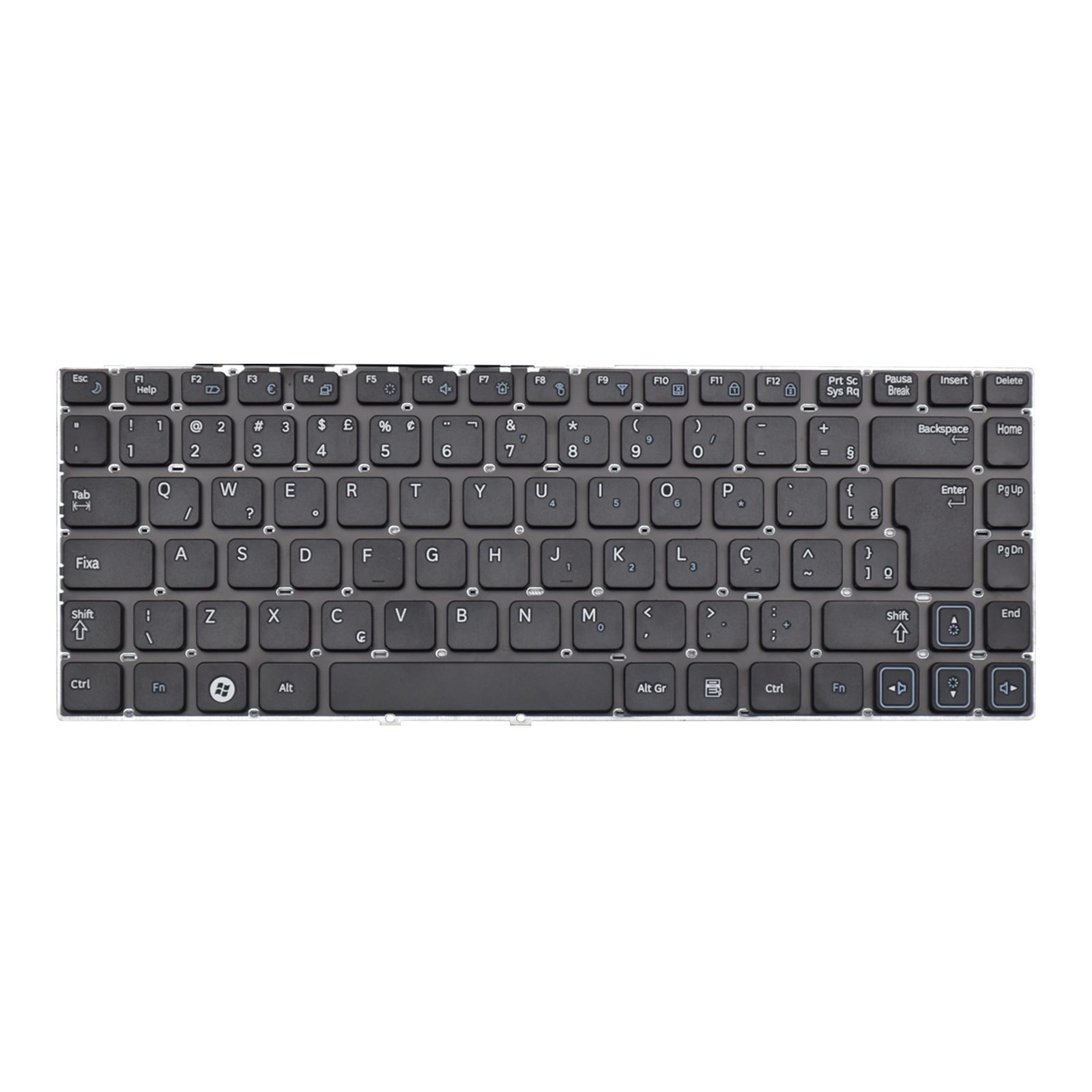 Teclado para Notebook Samsung Np Series NP-RV411-AD1BR, ABNT2 Preto, possui teclas confortáveis e 12 meses de garantia.