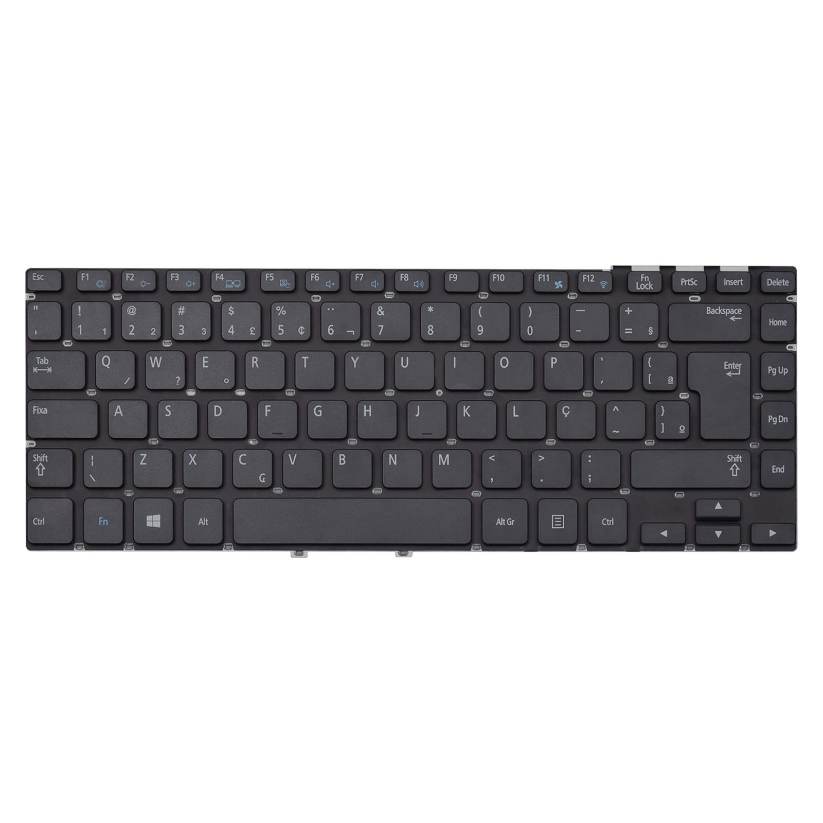 Teclado para Notebook Samsung Ativ Book com padrão ABNT2 Preto possui teclas confortáveis com Ç e 12 meses de garantia