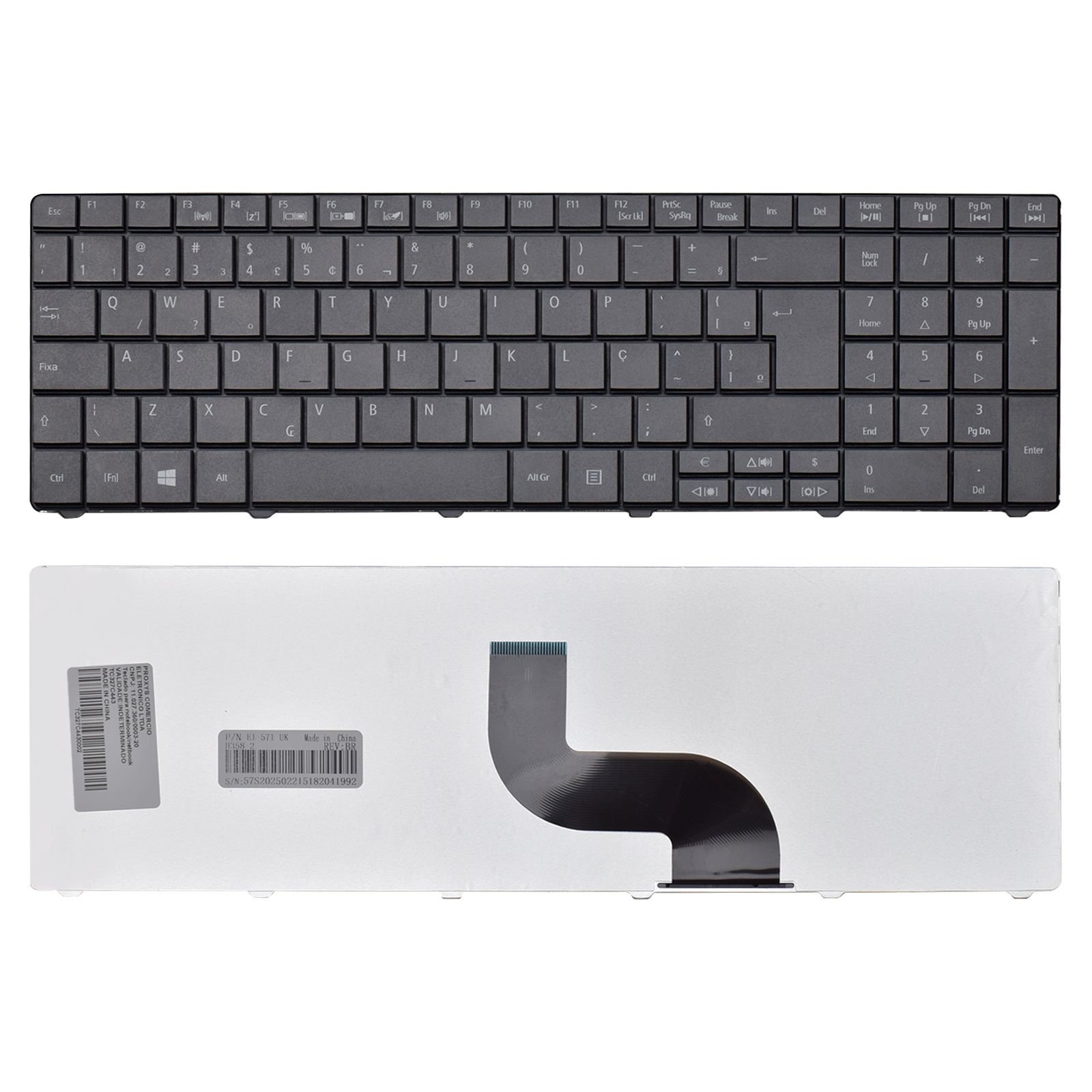 Teclado para Notebook Acer Aspire E1-531-2846, ABNT2 Preto, possui teclas confortáveis e 12 meses de garantia.