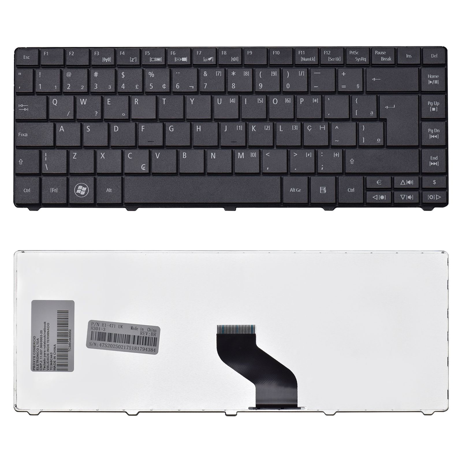 Teclado para Notebook Acer Aspire 4810TZ-4252 9Z.N3L82.E1D, ABNT2 Preto, possui teclas confortáveis e 12 meses de garantia.