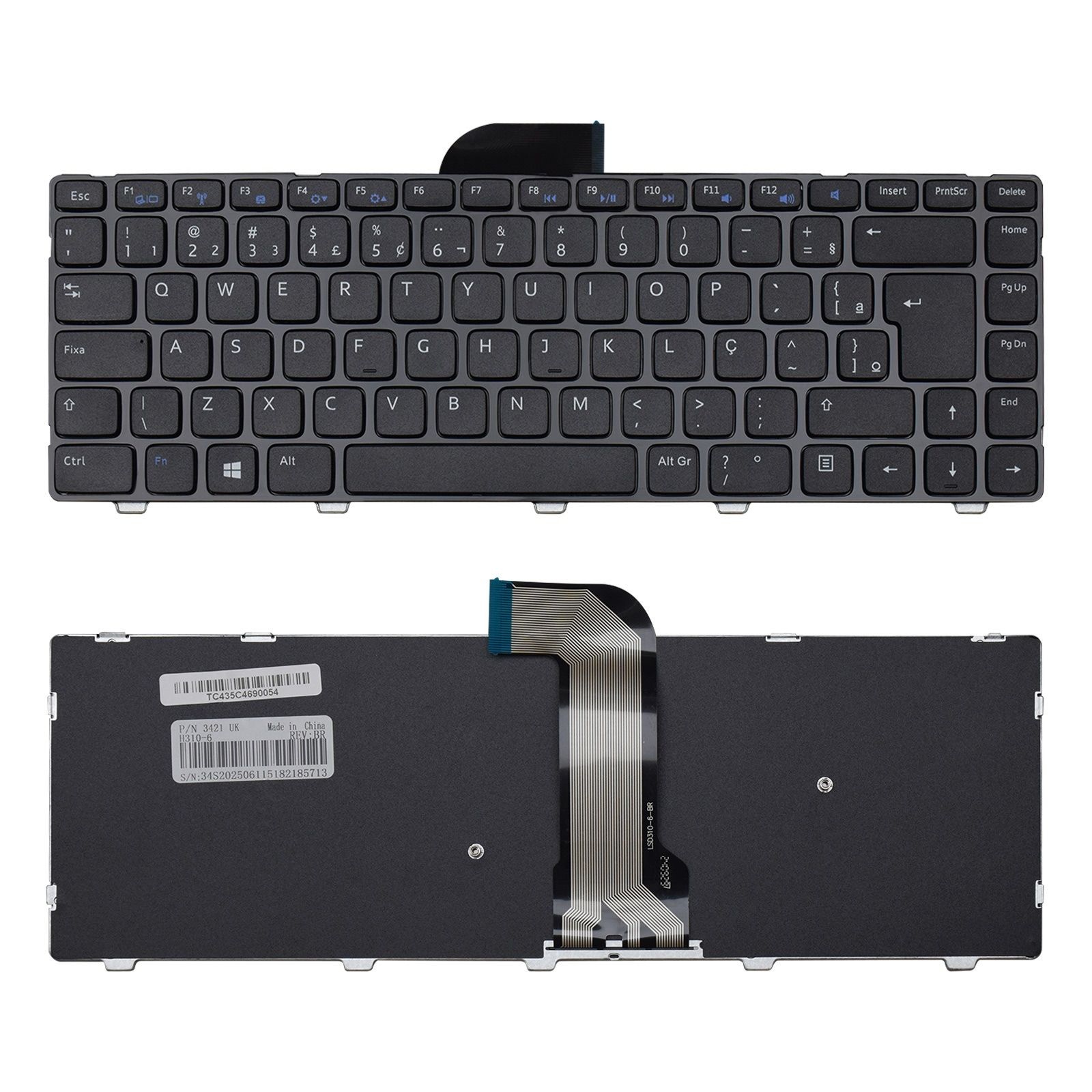 Teclado para Notebook Dell Inspiron com padrão ABNT2 Preto possui teclas confortáveis com Ç e 12 meses de garantia