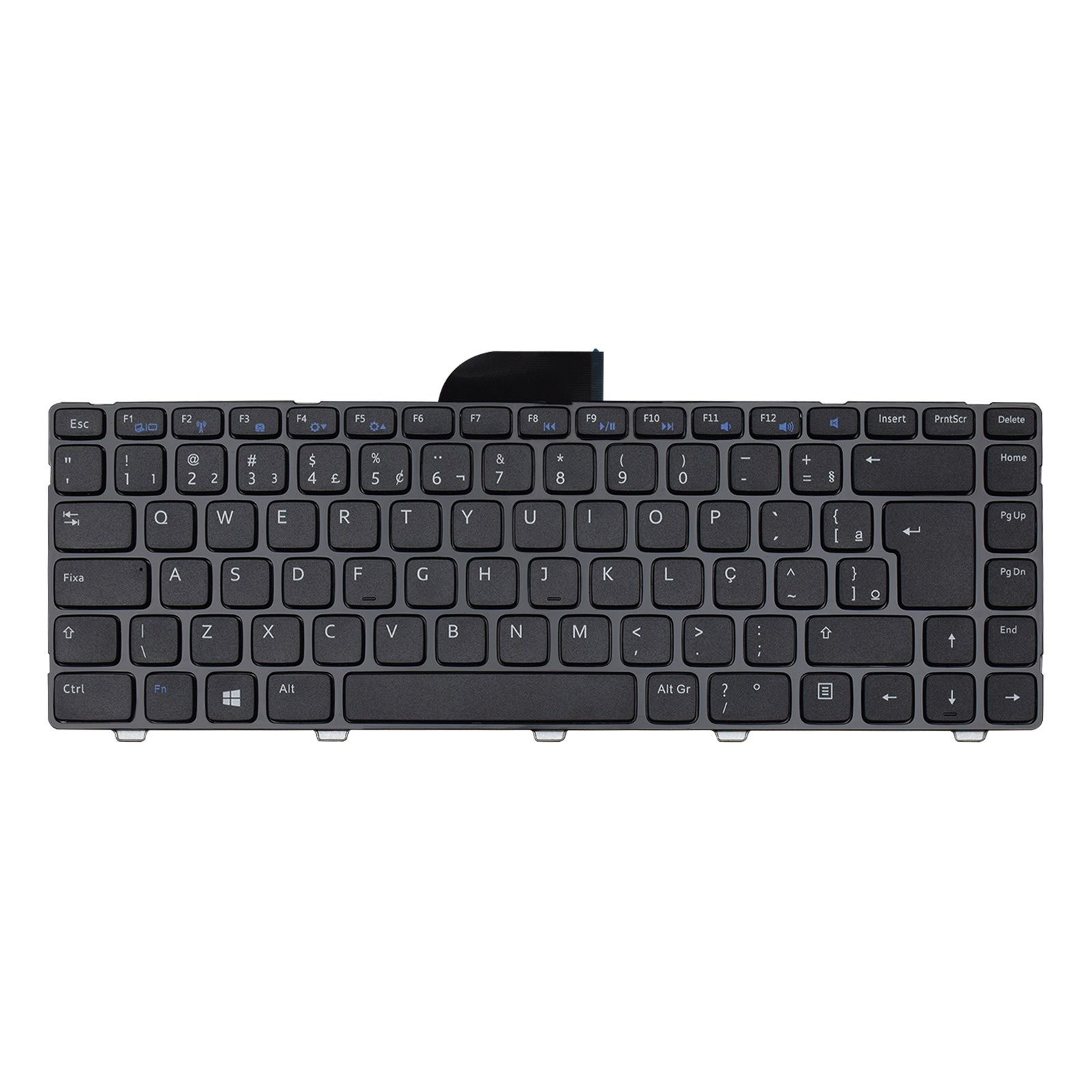Teclado para Notebook Dell Inspiron com padrão ABNT2 Preto possui teclas confortáveis com Ç e 12 meses de garantia