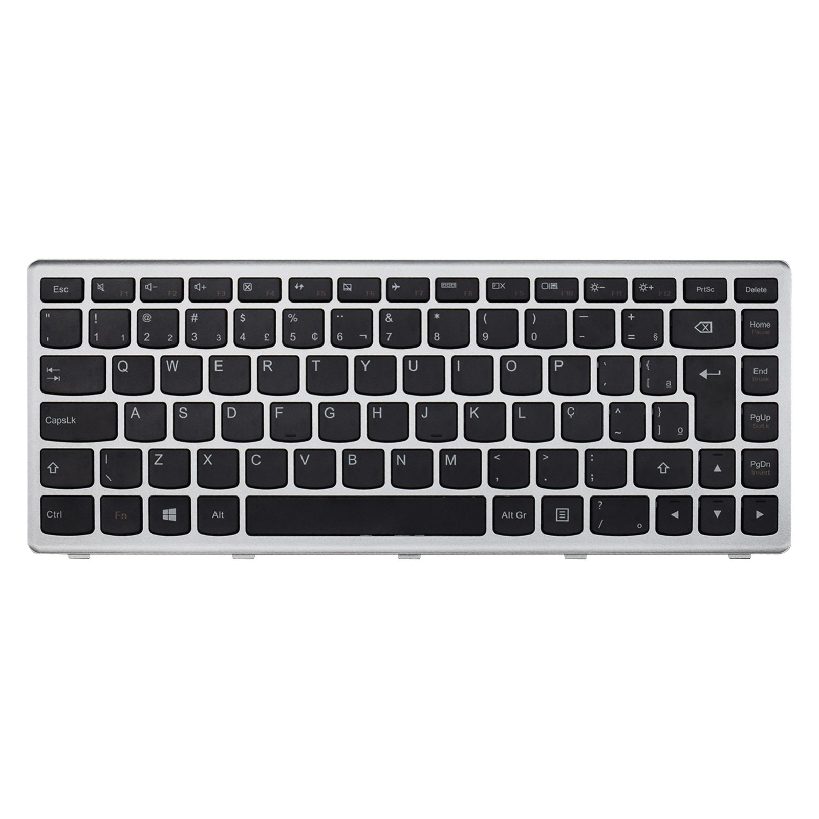 Teclado para Notebook Lenovo Part Number 25213915, ABNT2 Preto, possui teclas confortáveis e 12 meses de garantia.