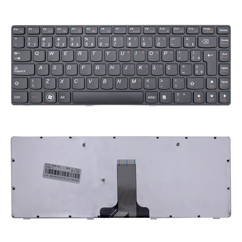 Teclado para Notebook Lenovo G Series G480 25206644, ABNT2 Preto, possui teclas confortáveis e 12 meses de garantia.