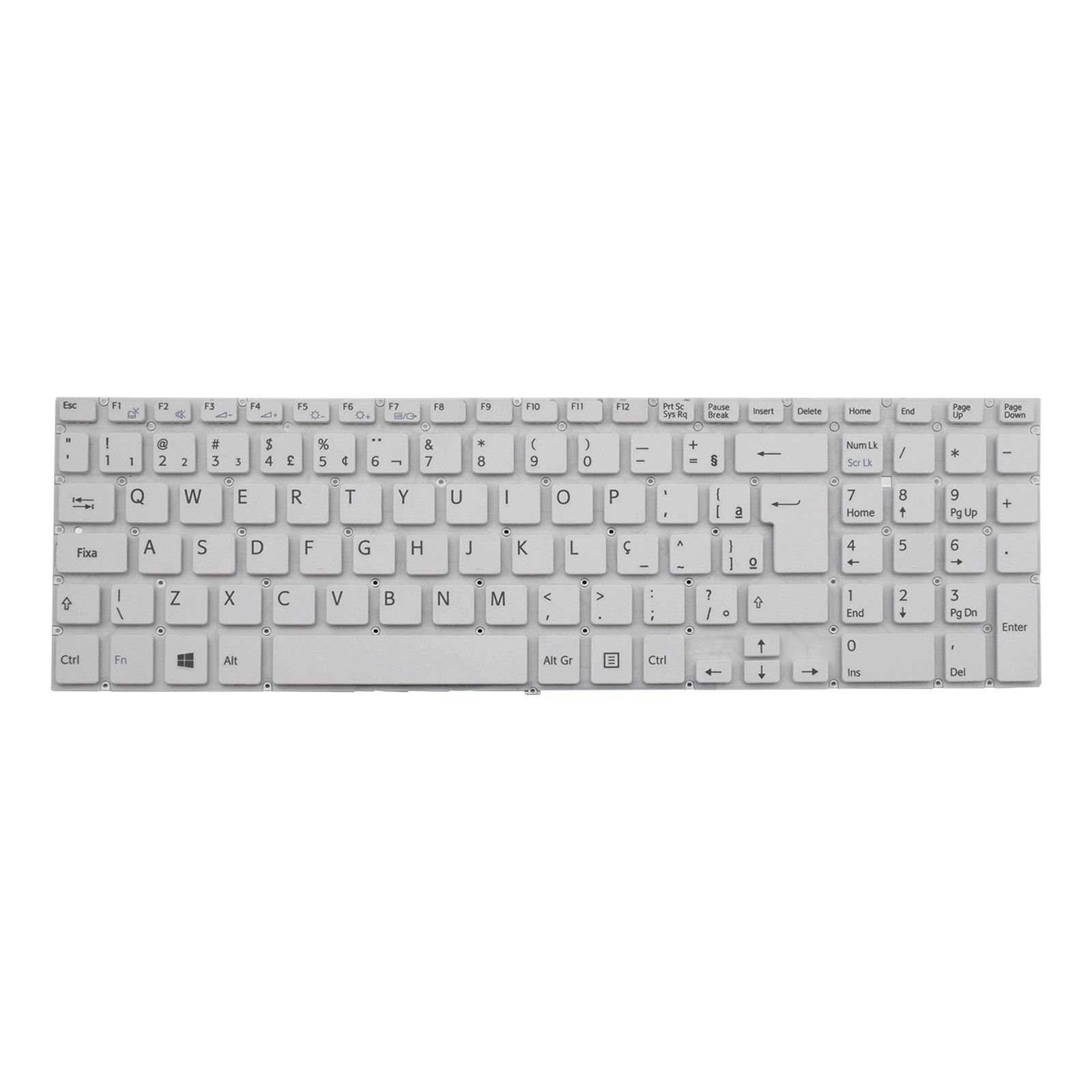 Teclado para Notebook Sony Vaio Part Number 149240081BR, ABNT2 Branco, possui teclas confortáveis e 12 meses de garantia.