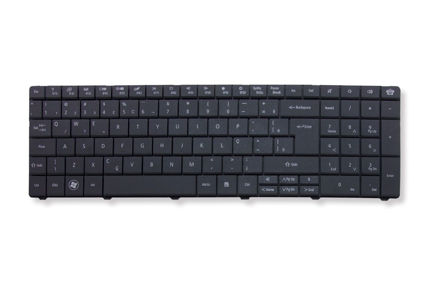 Teclado para Notebook Gateway Nv Series NV55C13B-C26U, ABNT2 Preto, possui teclas confortáveis e 12 meses de garantia.