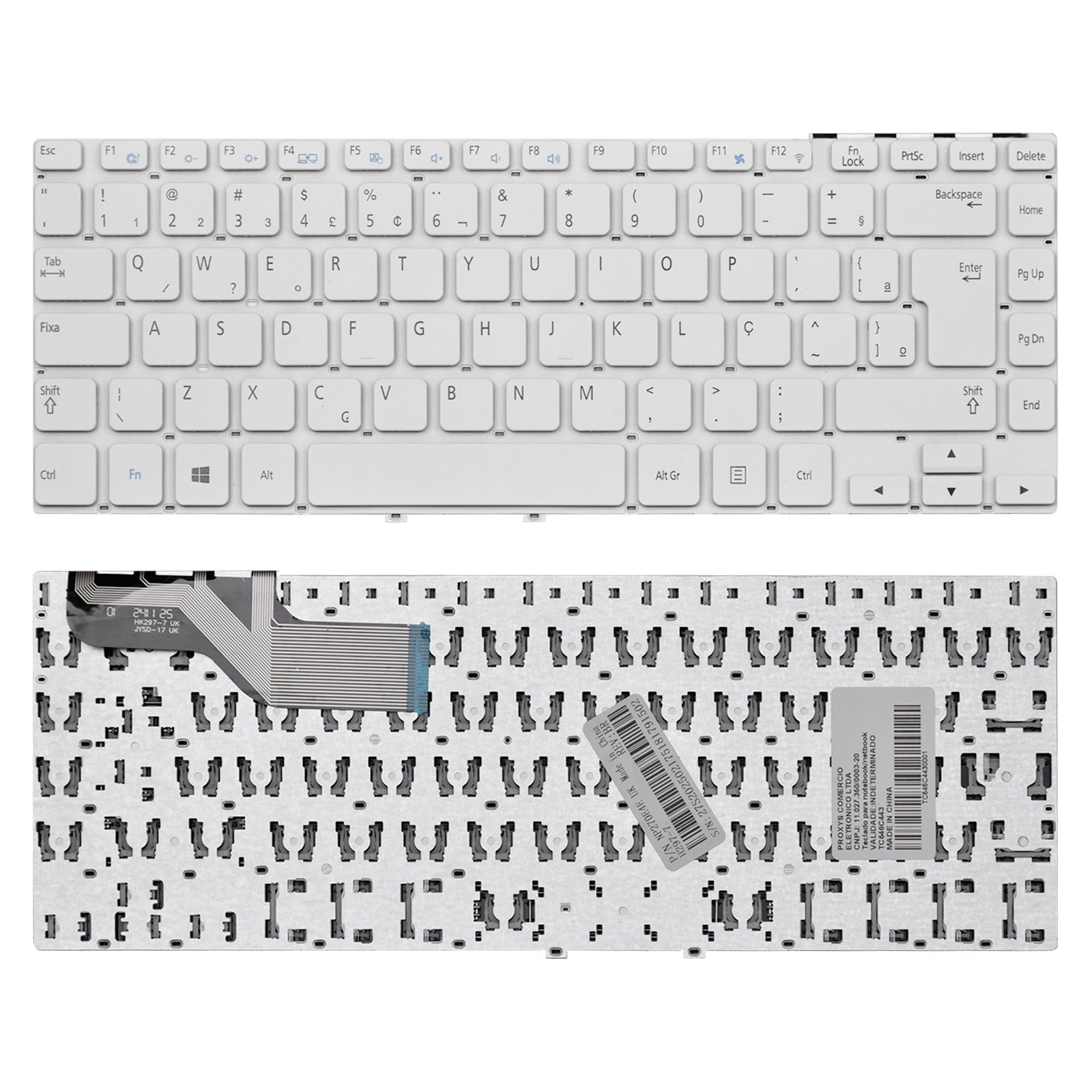 Teclado para Notebook Samsung Ativ Book NP270E4E-KDVBR, ABNT2 Branco, possui teclas confortáveis e 12 meses de garantia.