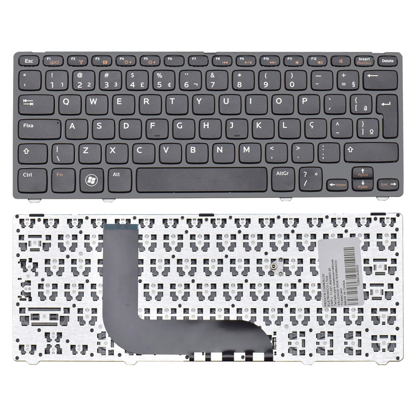 Teclado para Notebook Dell Inspiron 13Z-5323, ABNT2 Preto, possui teclas confortáveis e 12 meses de garantia.