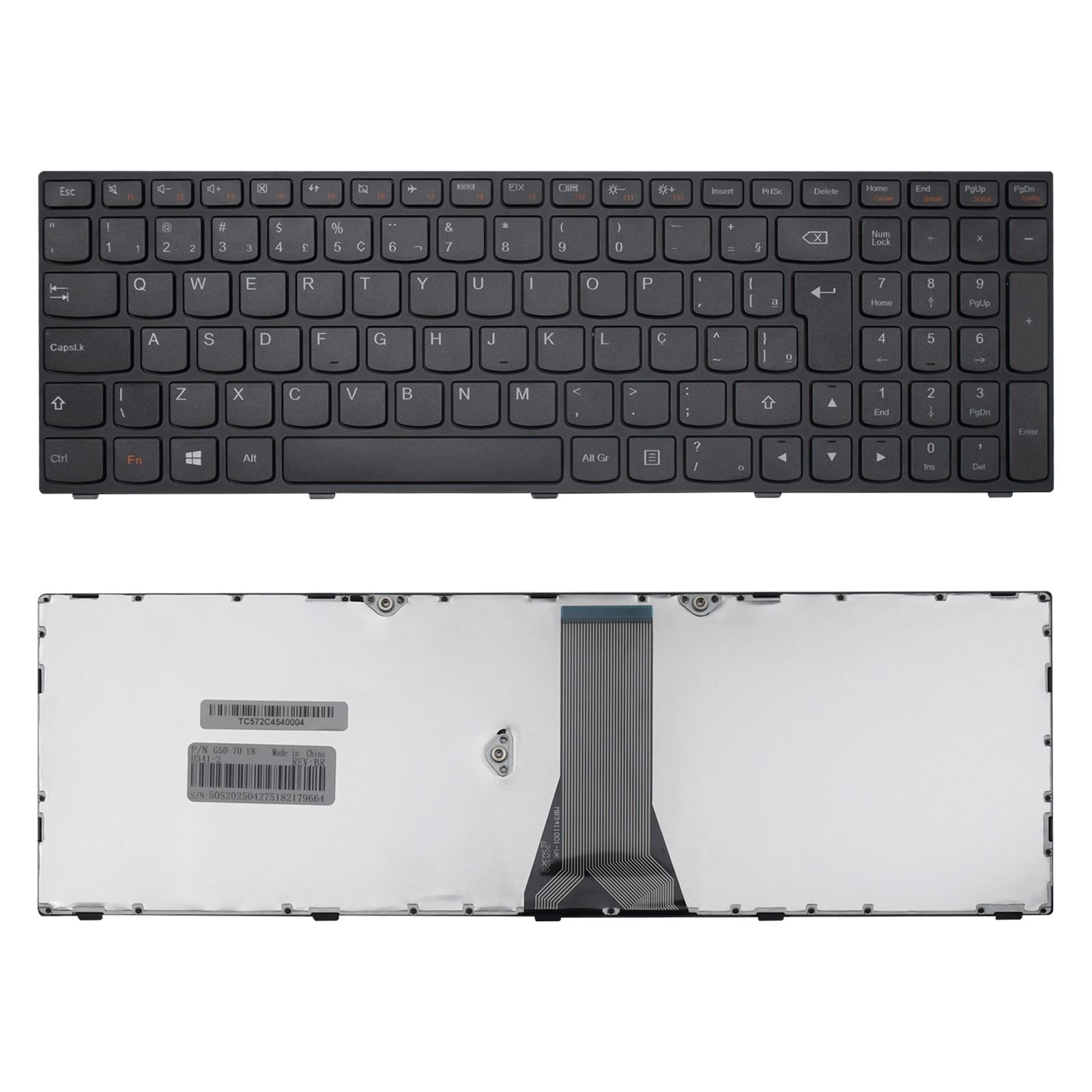 Teclado para Notebook Lenovo Ideapad 300-15ISK, ABNT2 Preto, possui teclas confortáveis e 12 meses de garantia.