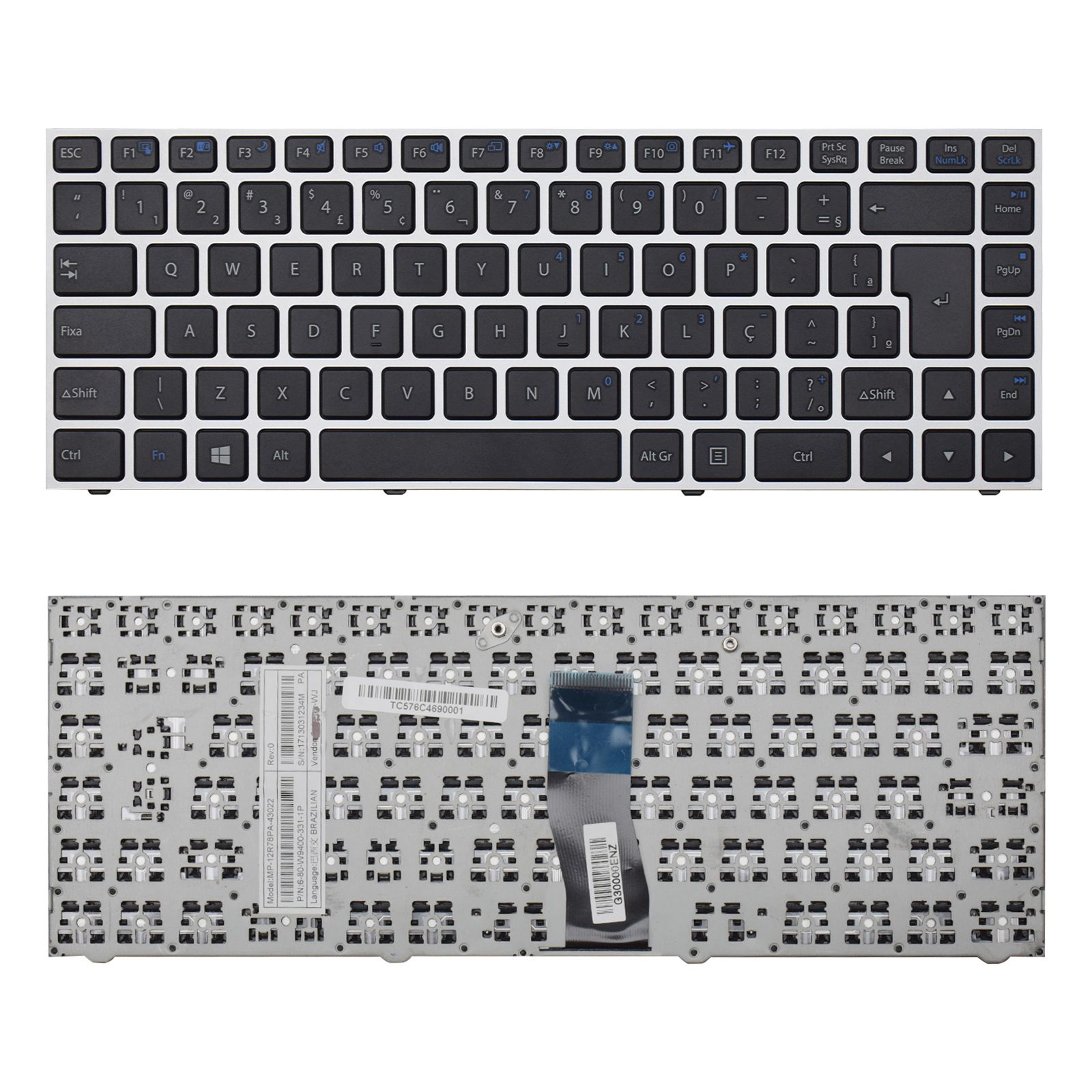 Teclado para Notebook Positivo Premium XS7210 Com Moldura ABNT2 Preto