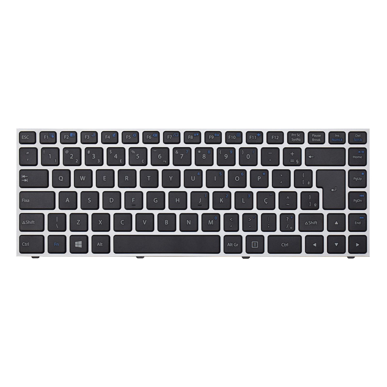 Teclado para Notebook Positivo Premium com padrão ABNT2 Preto possui teclas confortáveis com Ç e 12 meses de garantia