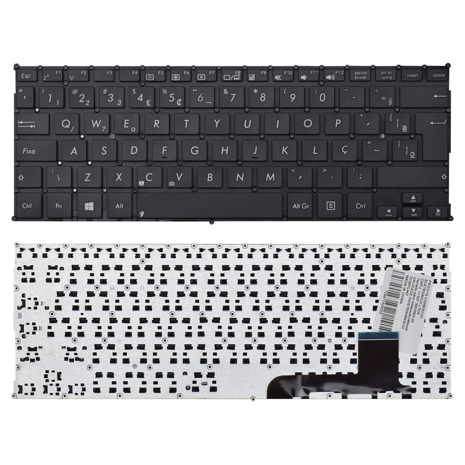 Teclado para Notebook Asus Vivobook X202E-DH31T-PK, ABNT2 Preto, possui teclas confortáveis e 12 meses de garantia.